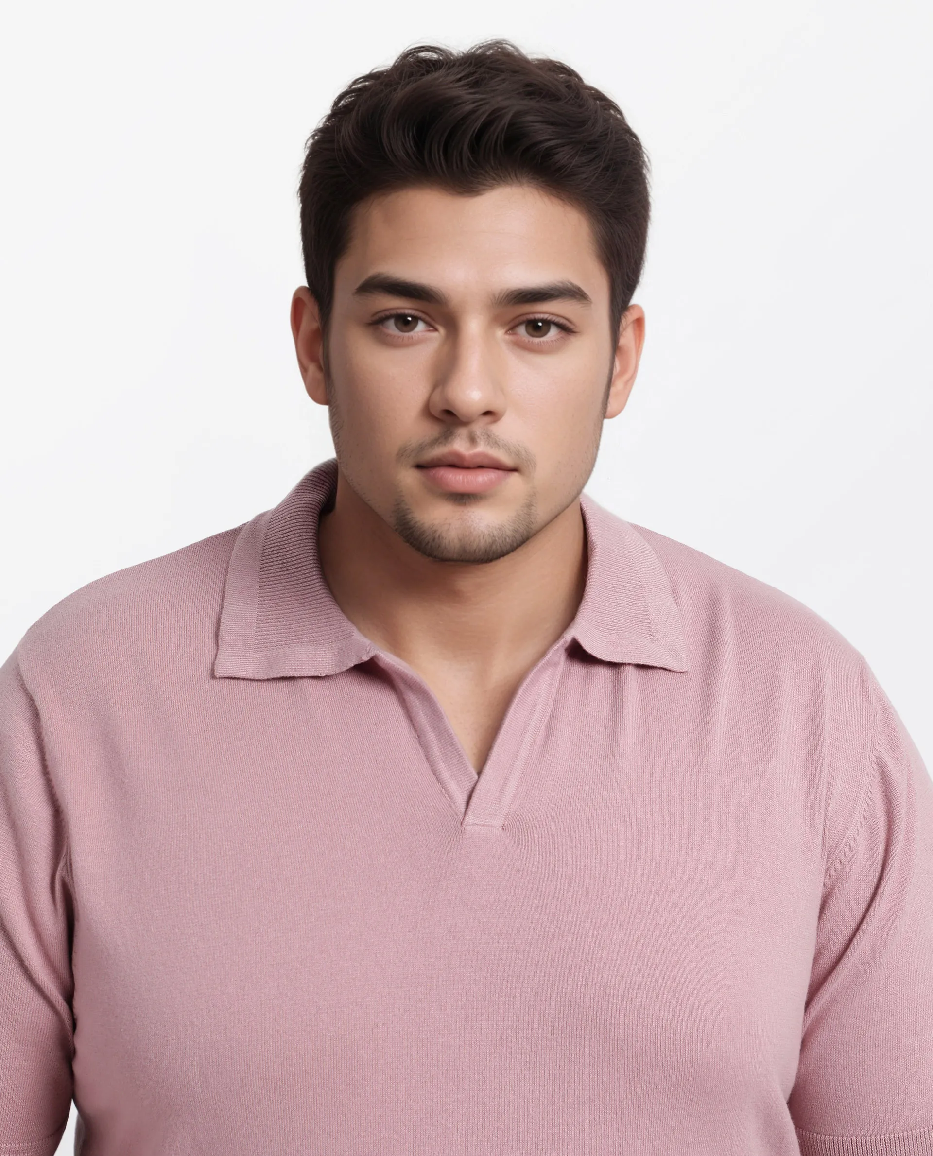 Rare Rabbit Men's Teny-L Dusky Pink Cotton Blend Plain Plus Size Half Sleeve Polo - Image 3
