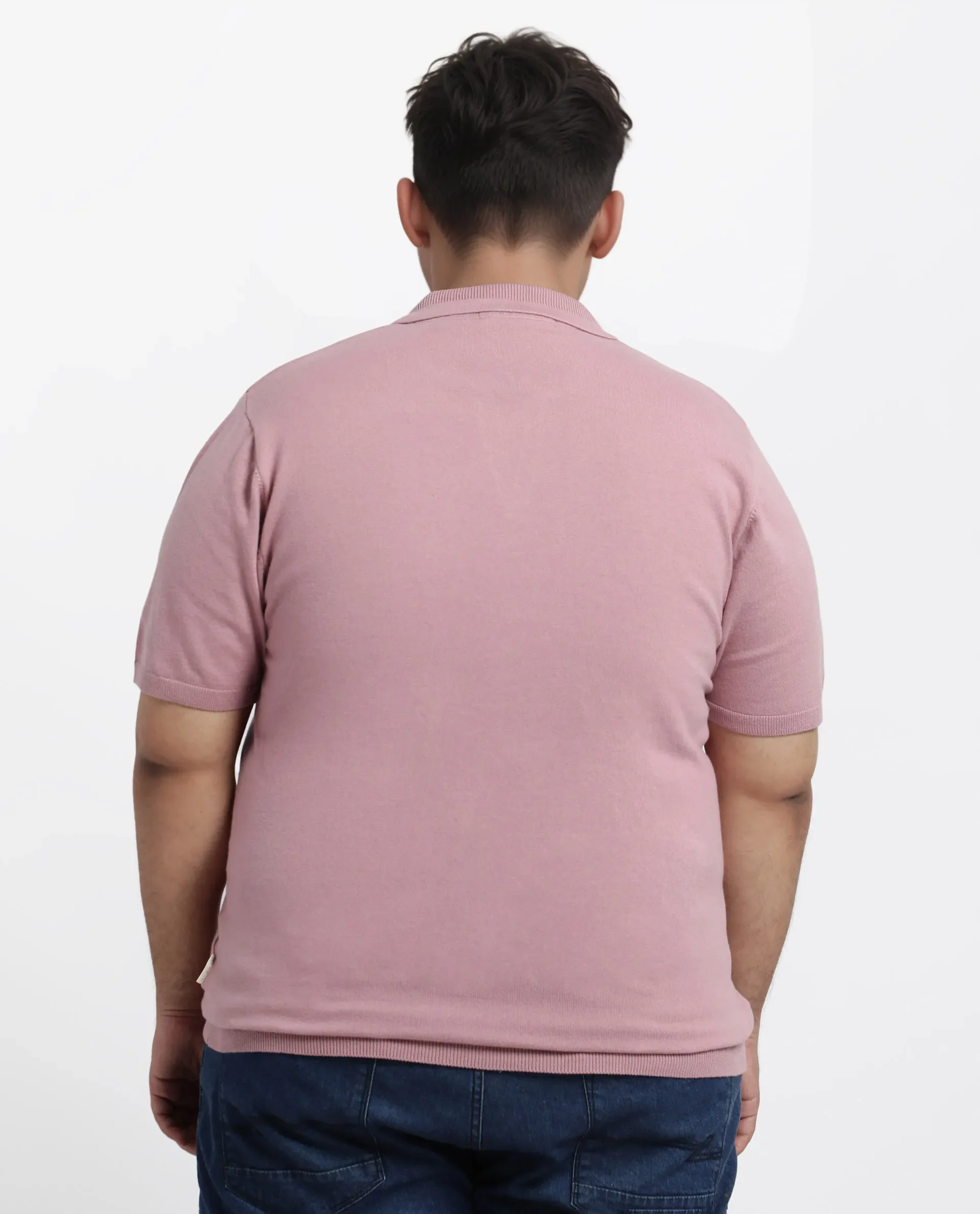 Rare Rabbit Men's Teny-L Dusky Pink Cotton Blend Plain Plus Size Half Sleeve Polo - Image 7