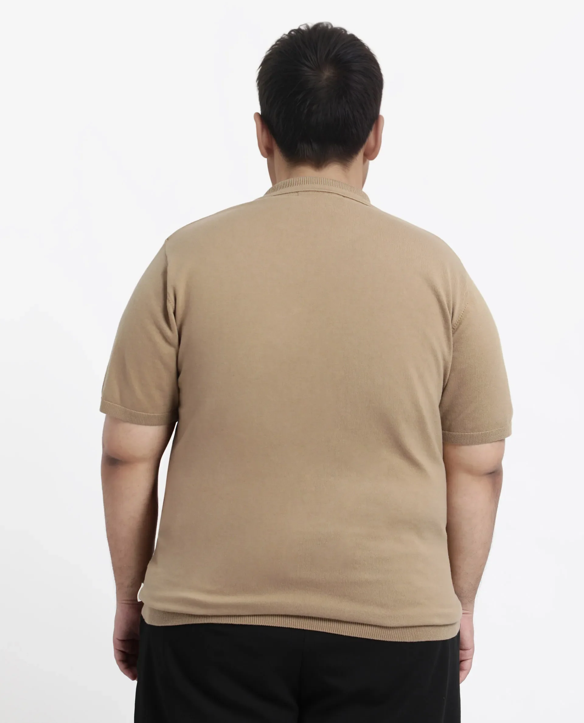 Rare Rabbit Men's Teny-L Khaki Cotton Blend Plain Plus Size Half Sleeve Polo - Image 8