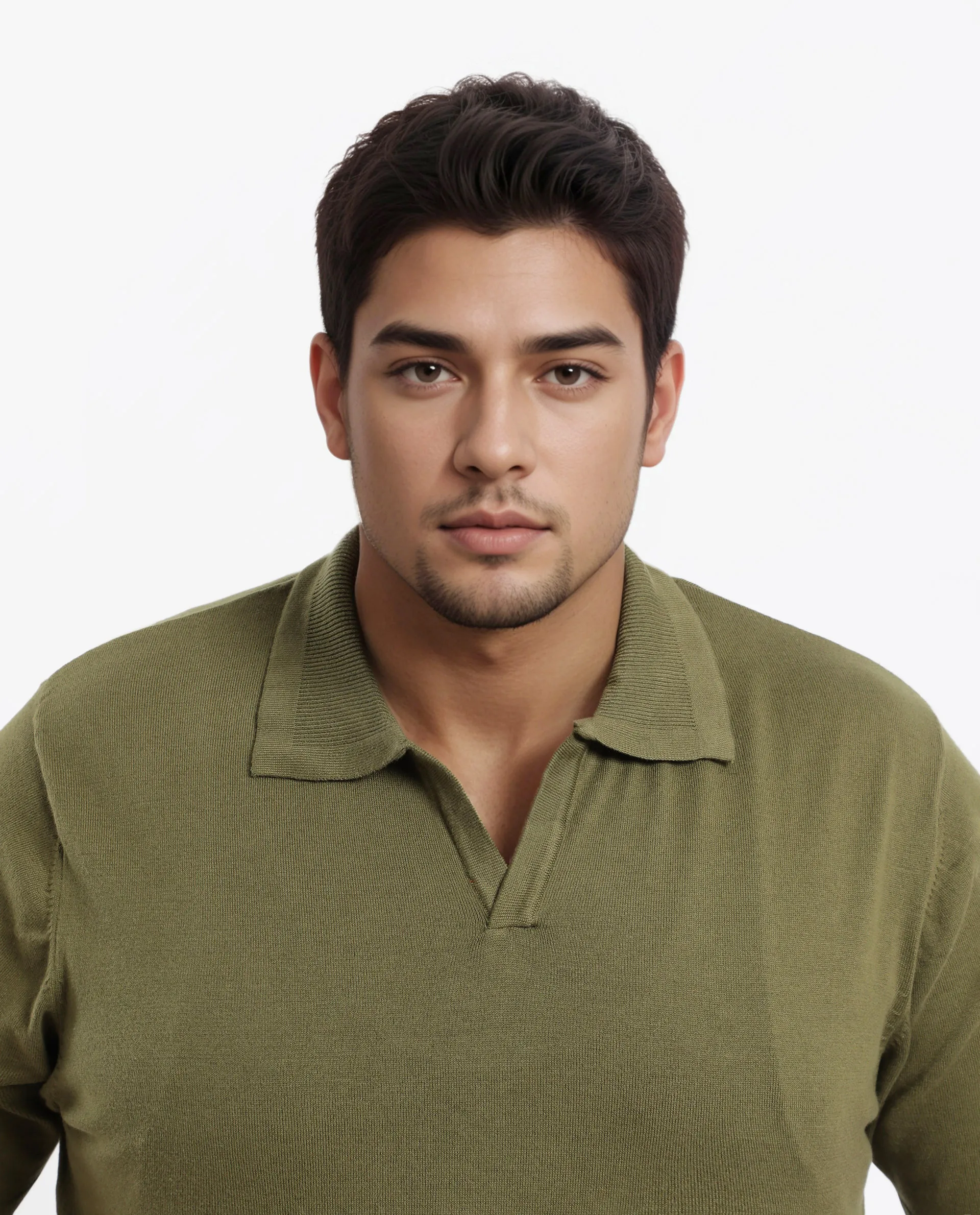 Rare Rabbit Men's Teny-L Olive Cotton Blend Plain Plus Size Half Sleeve Polo - Image 7