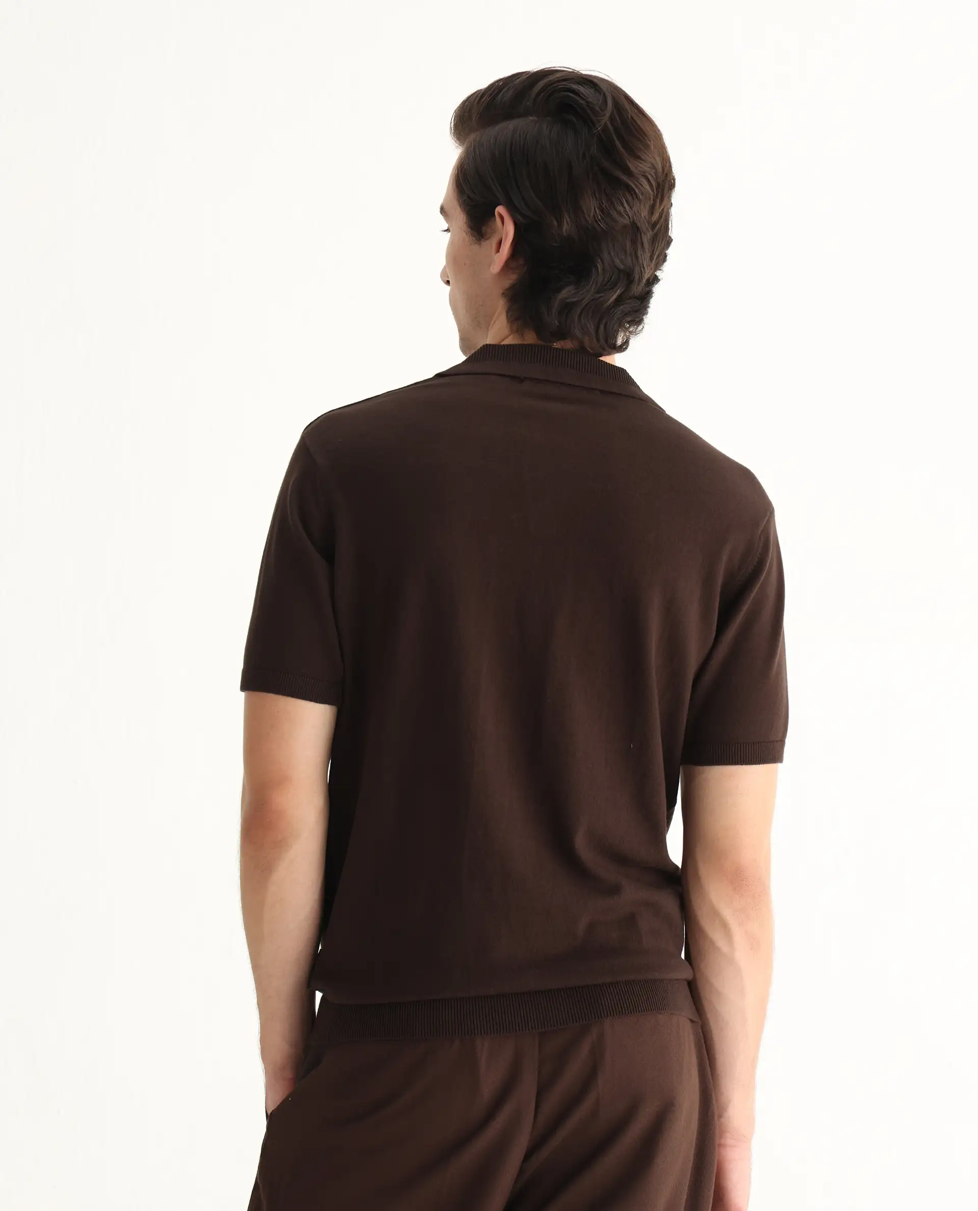 Rare Rabbit Men's Teny Dark Brown Cotton Blend Plain Regular Fit Half Sleeve Polo - Image 8