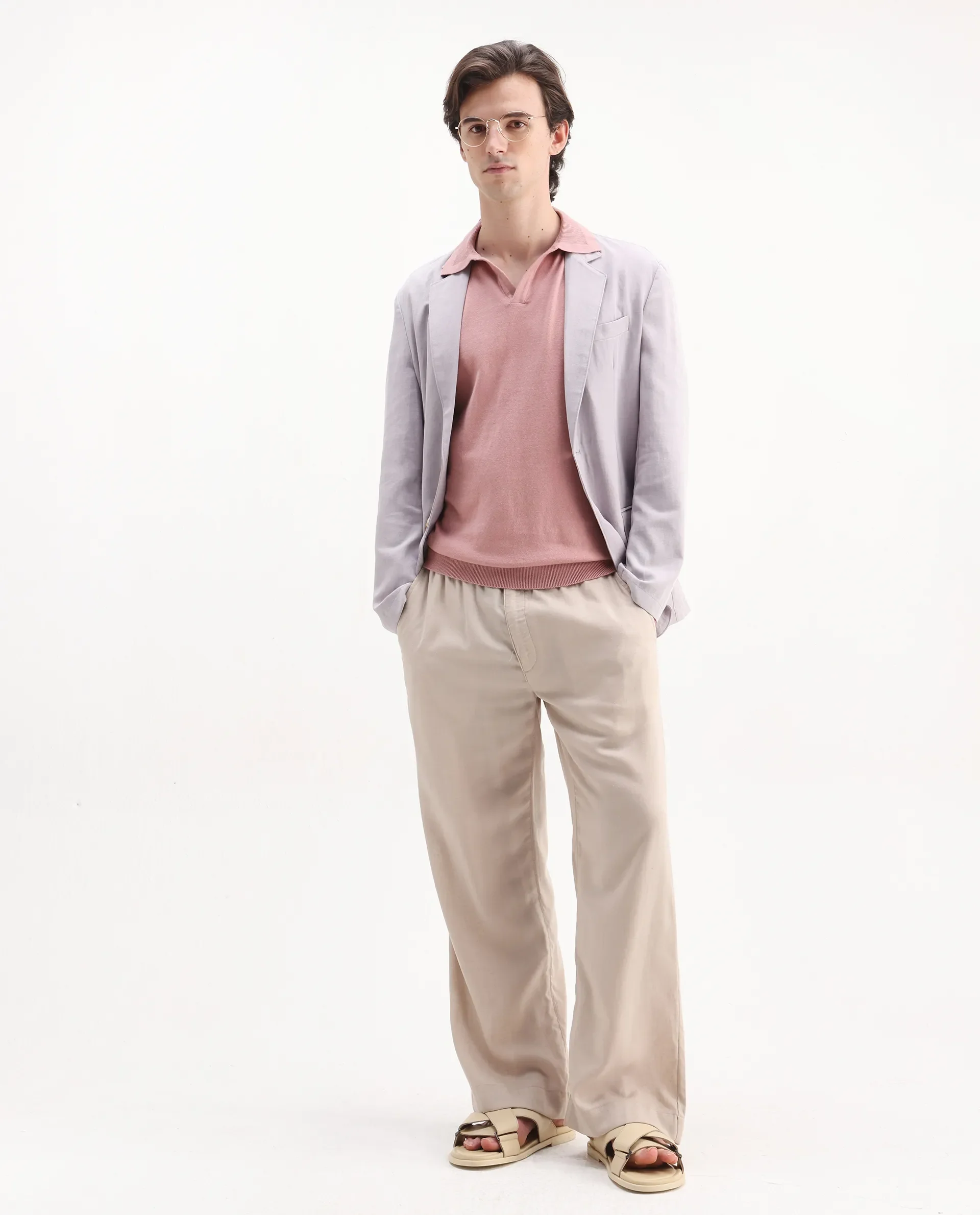 Rare Rabbit Men's Teny Dusky Pink Cotton Blend Plain Regular Fit Half Sleeve Polo - Image 2