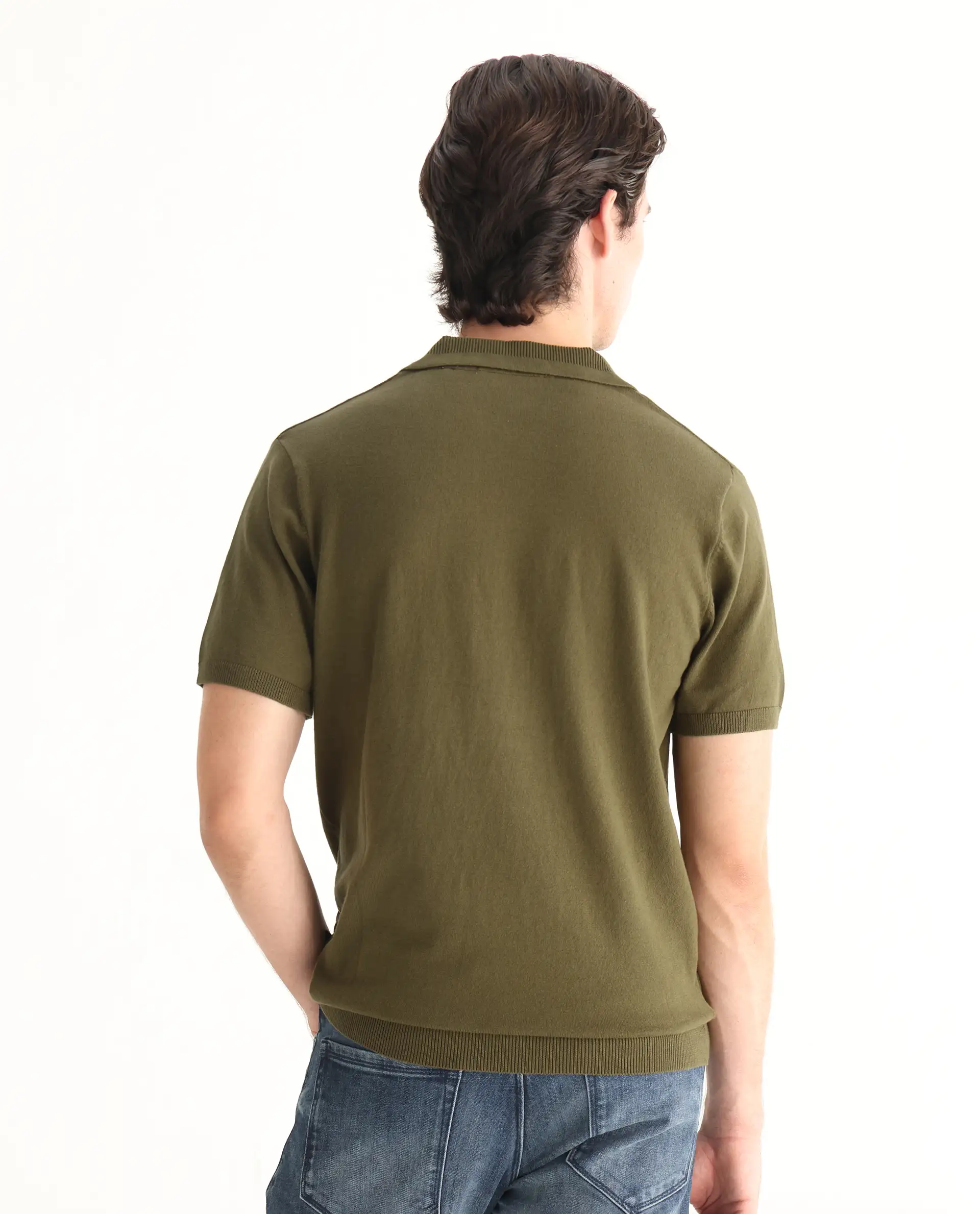 Rare Rabbit Men's Teny Olive Cotton Blend Plain Regular Fit Half Sleeve Polo - Image 8