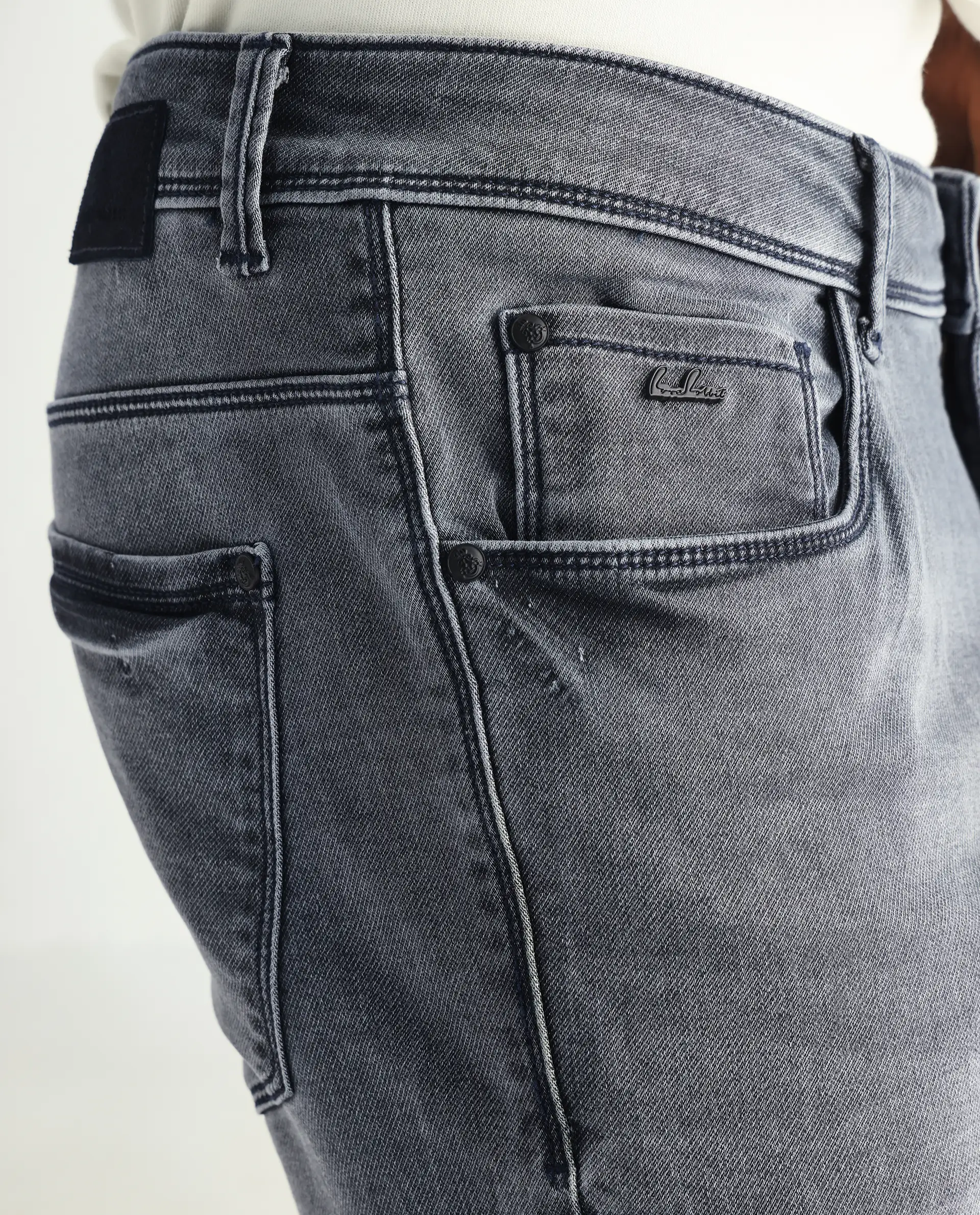 Rare Rabbit Men's Ter Navy Cotton Plain Hawk Slim Fit Jeans - Image 4