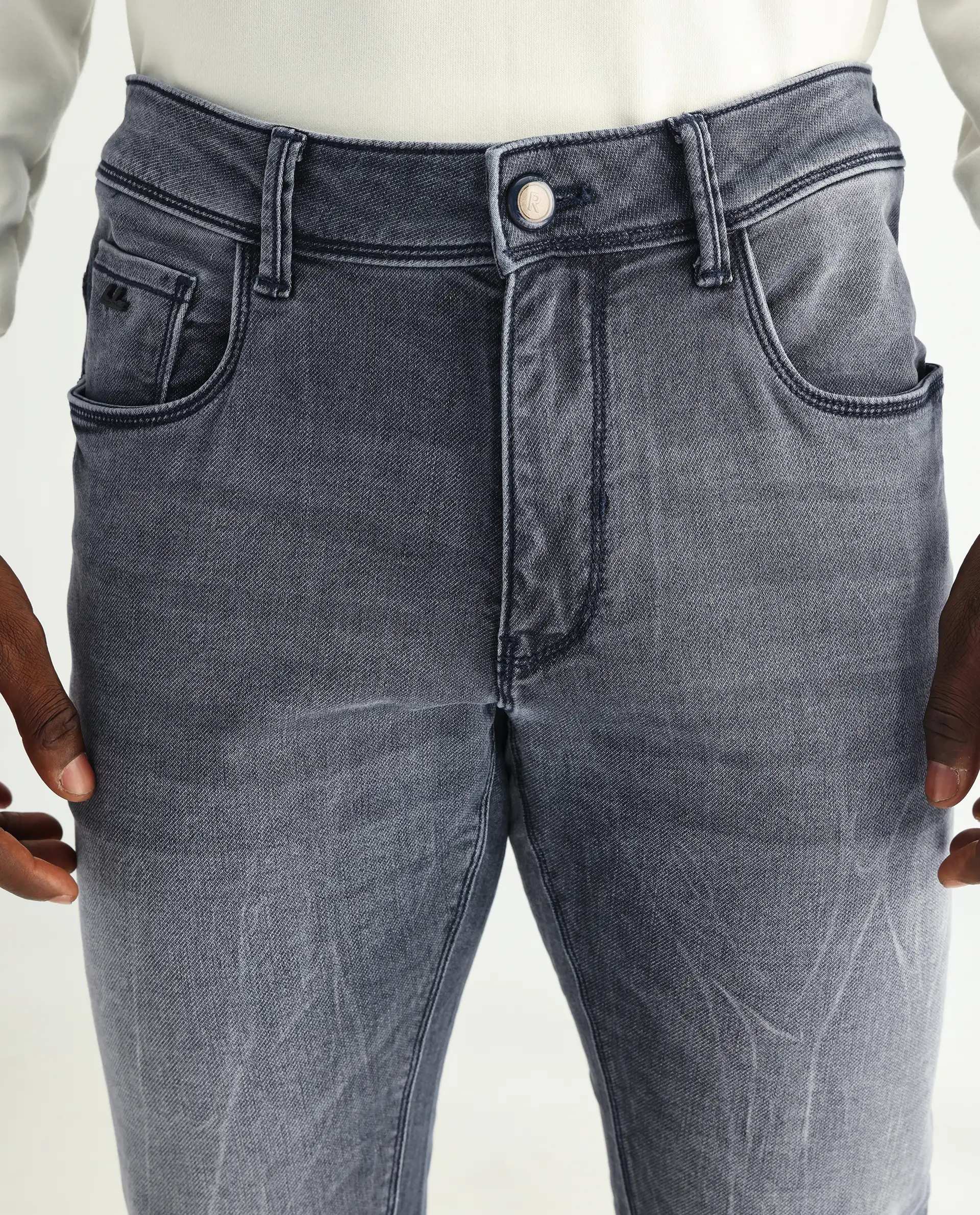 Rare Rabbit Men's Ter Navy Cotton Plain Hawk Slim Fit Jeans - Image 7