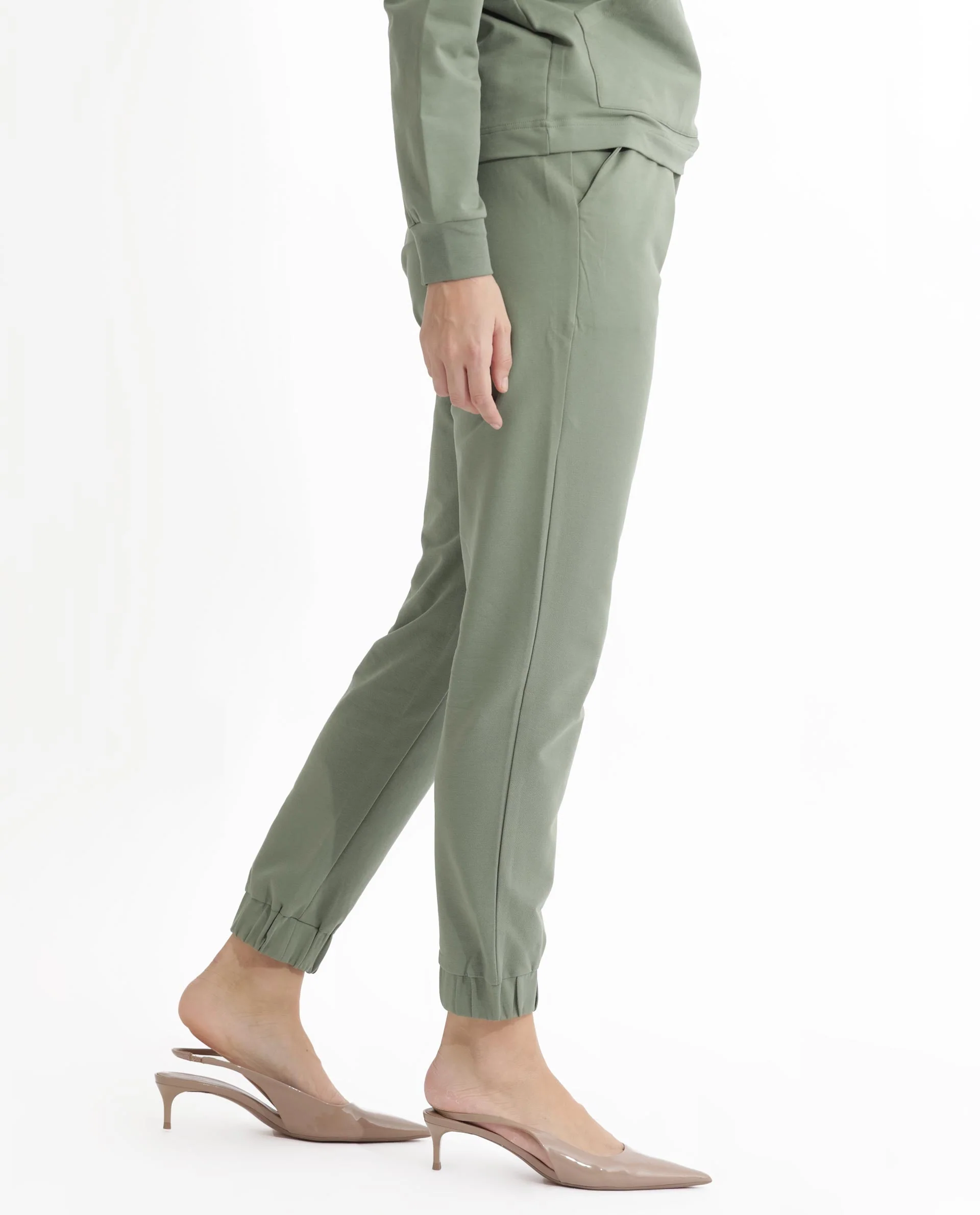 Rareism Women's Terac Dusky Green Polyester Blend Plain Ankle Length Regular Fit Track Pant - Image 4