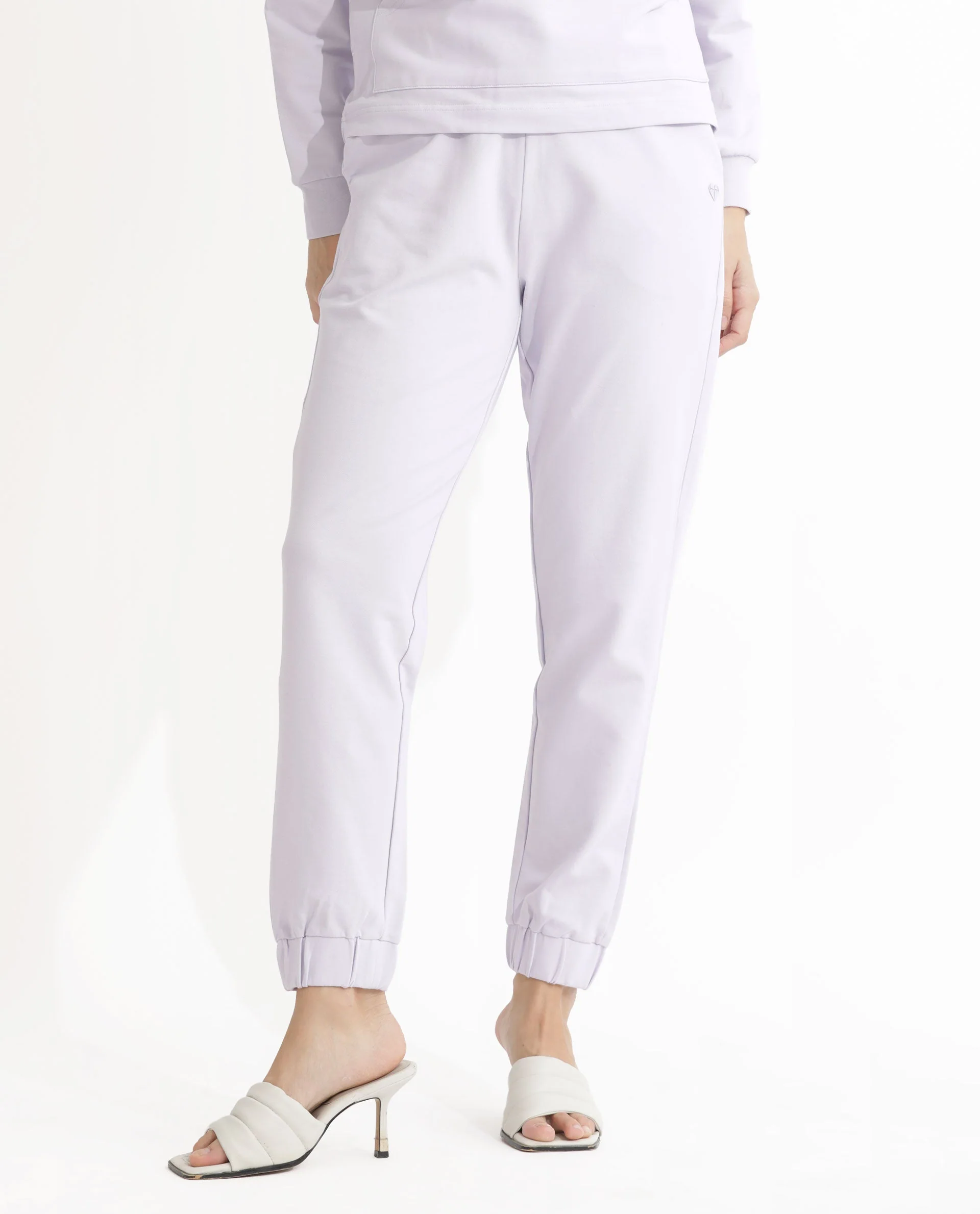 Rareism Women's Terac Pastel Purple Polyester Blend Plain Ankle Length Regular Fit Track Pant
