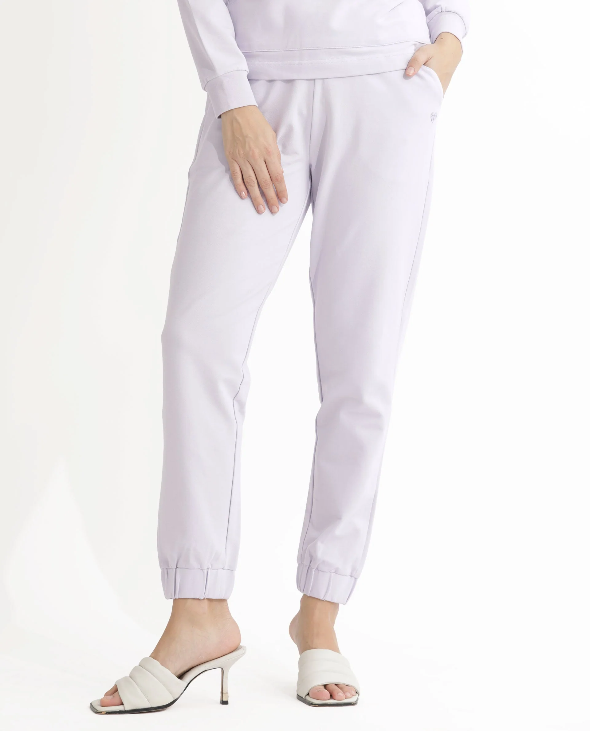 Rareism Women's Terac Pastel Purple Polyester Blend Plain Ankle Length Regular Fit Track Pant - Image 3