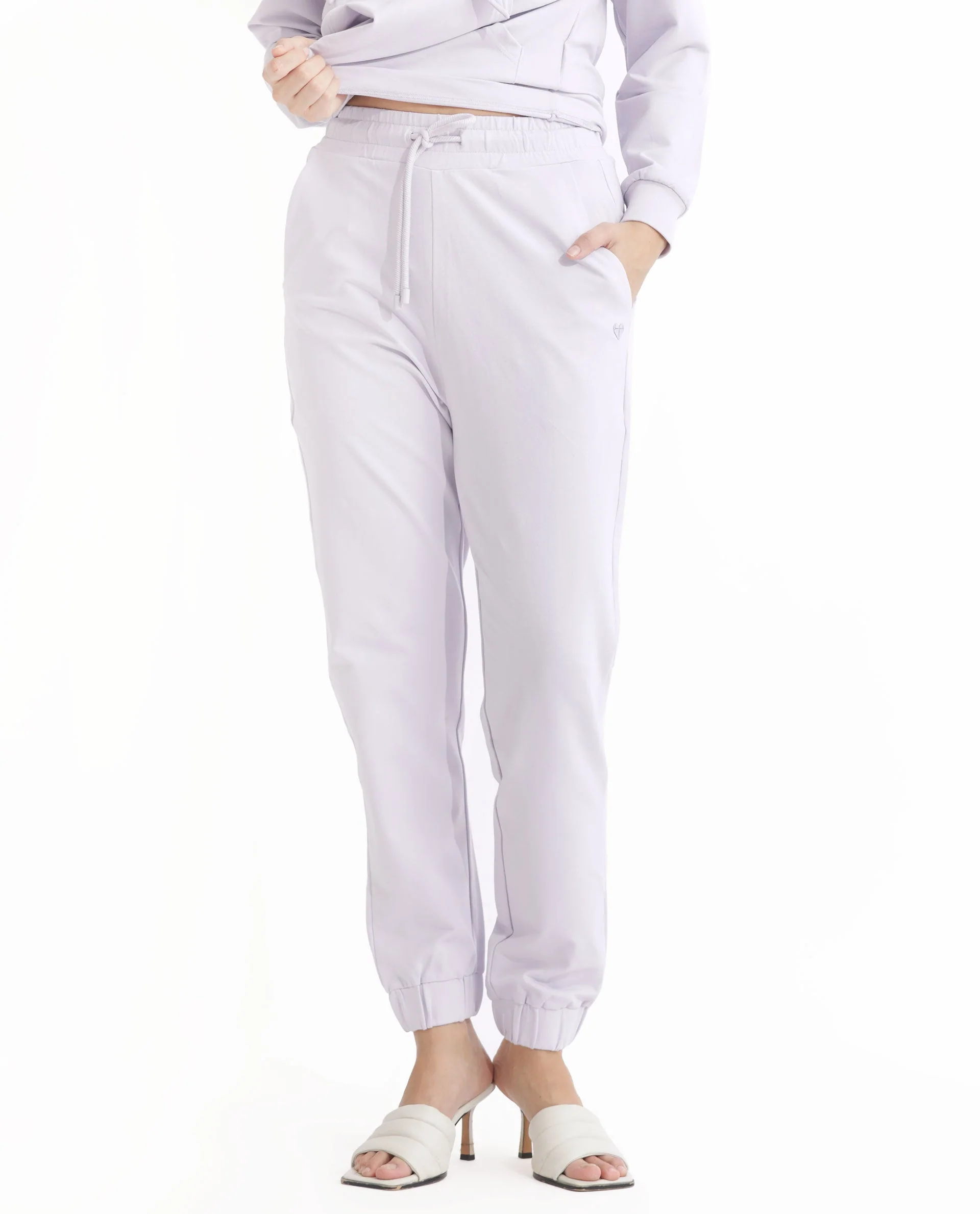 Rareism Women's Terac Pastel Purple Polyester Blend Plain Ankle Length Regular Fit Track Pant - Image 9