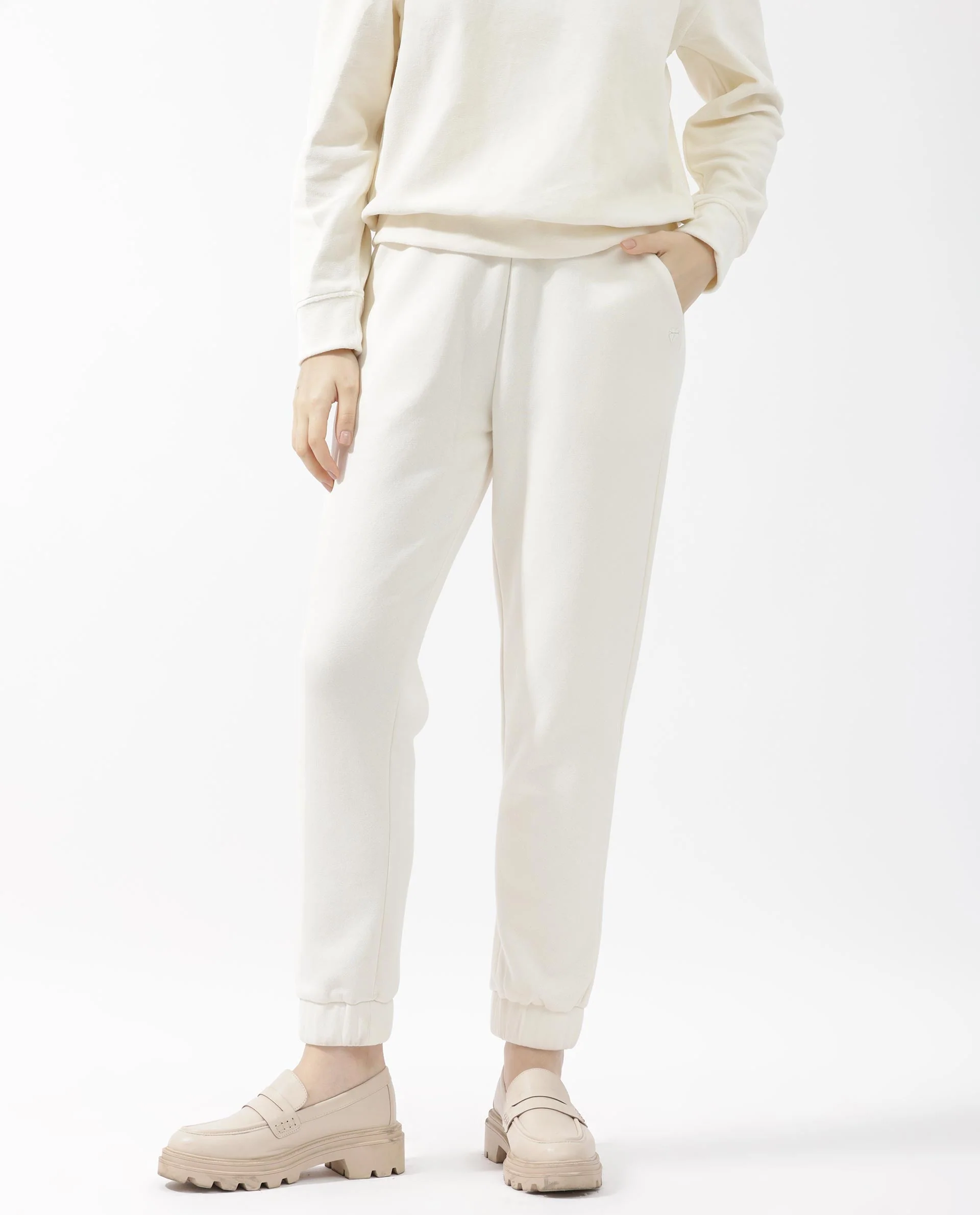 Rareism Women's Terac F Beige Polyester Blend Plain Ankle Length Regular Fit Track Pant - Image 2
