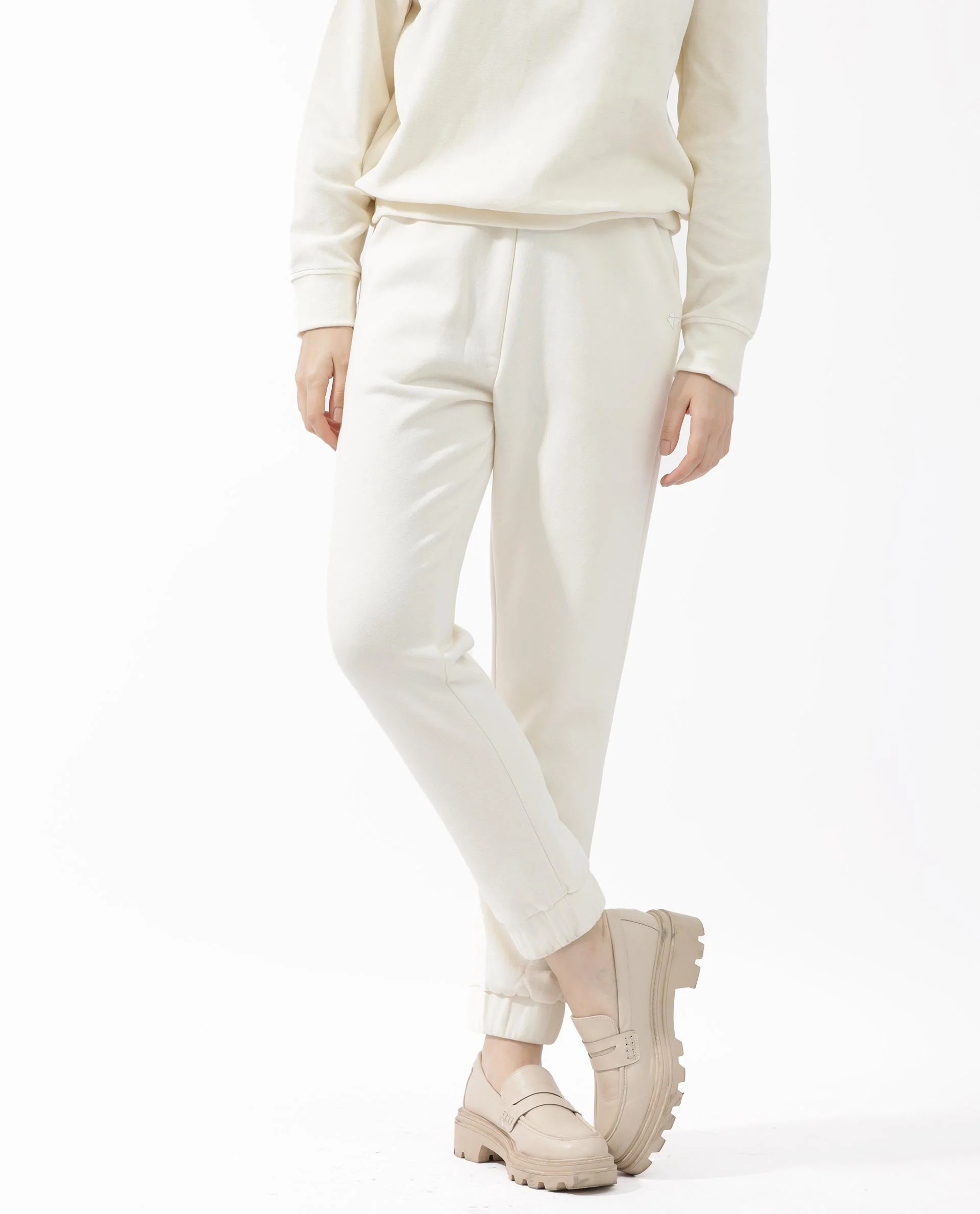 Rareism Women's Terac F Beige Polyester Blend Plain Ankle Length Regular Fit Track Pant - Image 4