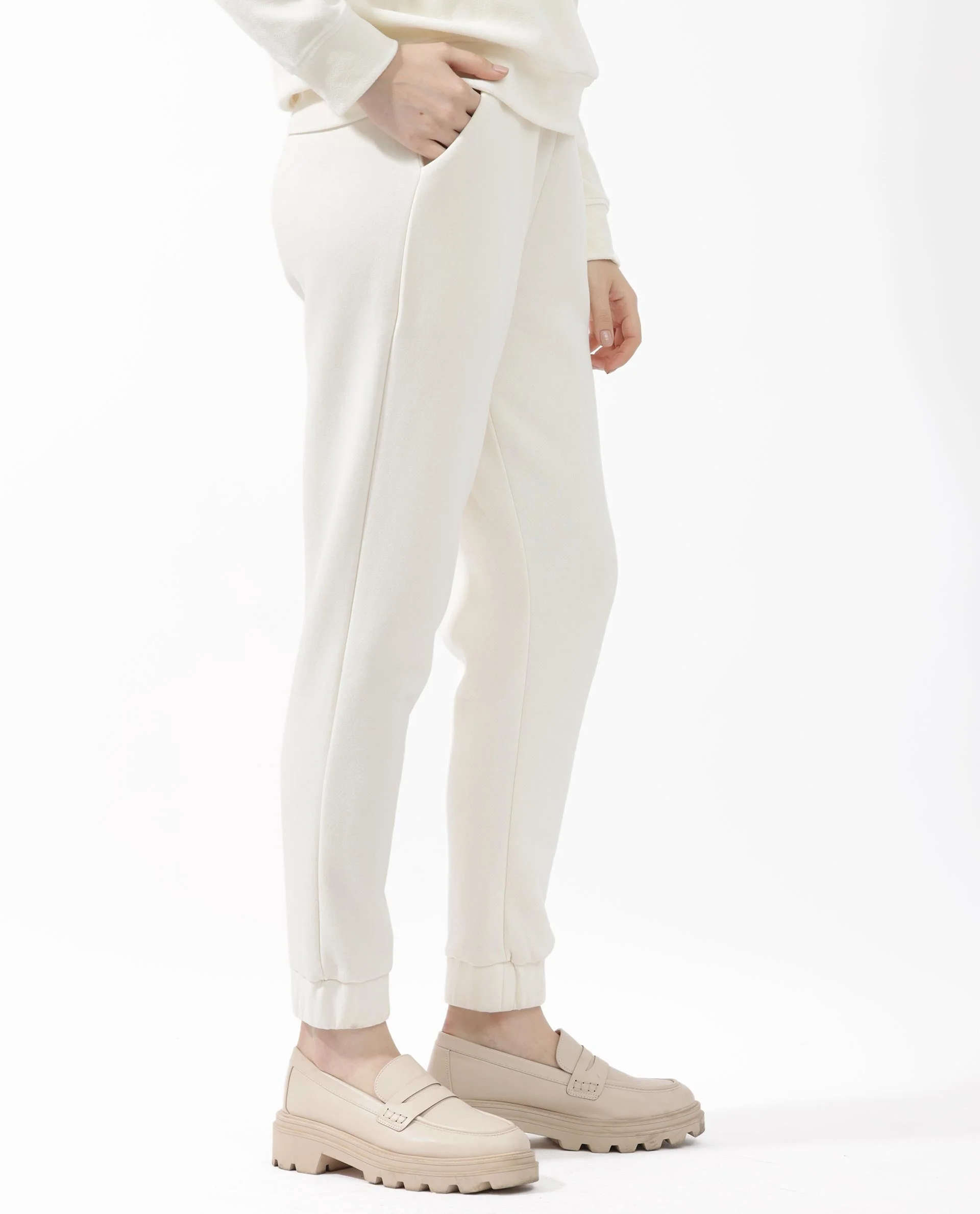Rareism Women's Terac F Beige Polyester Blend Plain Ankle Length Regular Fit Track Pant - Image 5