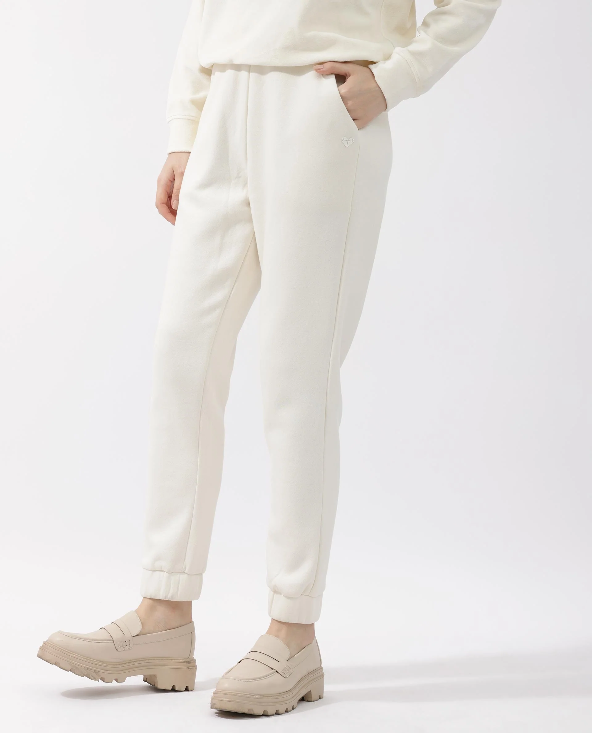 Rareism Women's Terac F Beige Polyester Blend Plain Ankle Length Regular Fit Track Pant - Image 6