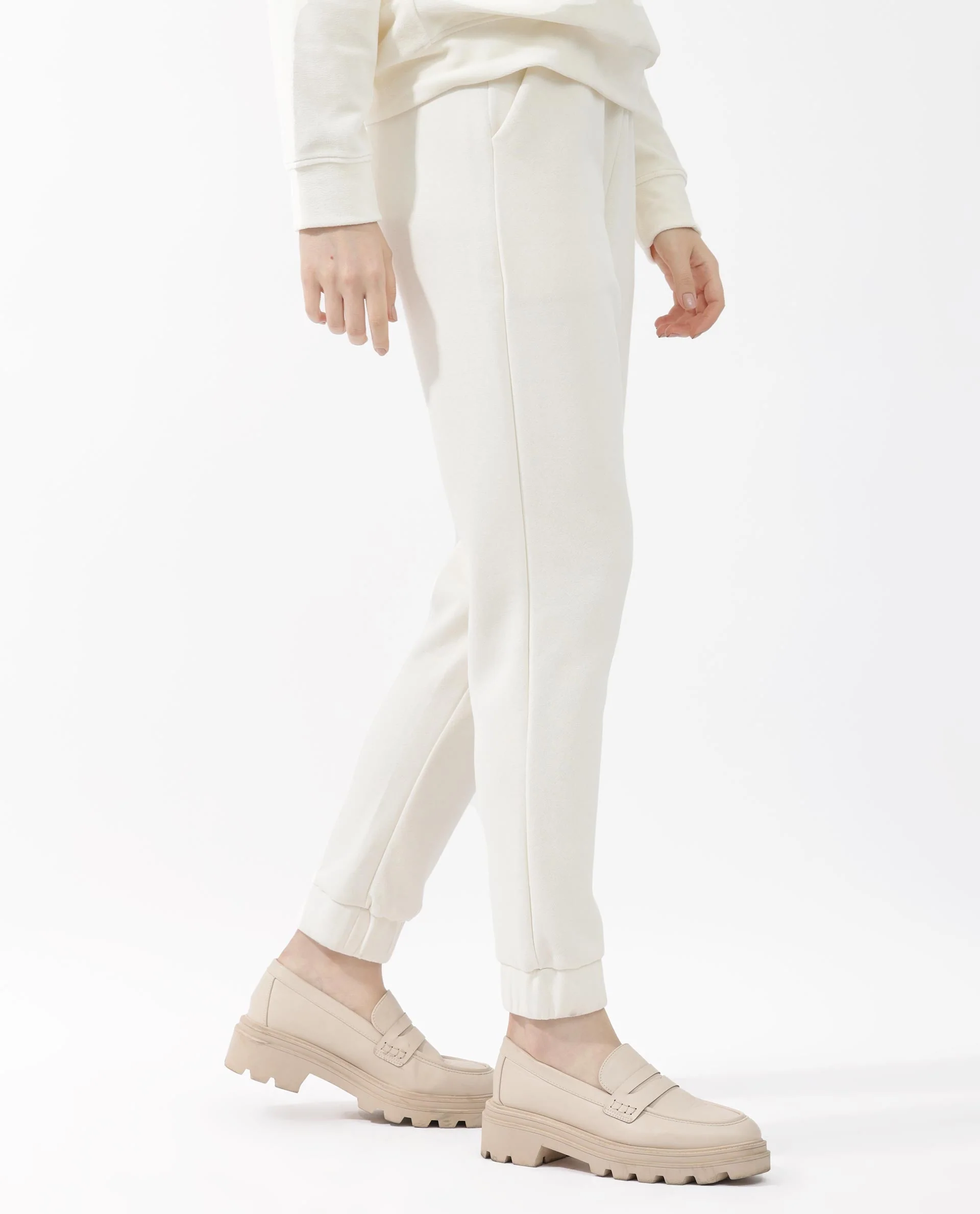 Rareism Women's Terac F Beige Polyester Blend Plain Ankle Length Regular Fit Track Pant - Image 7