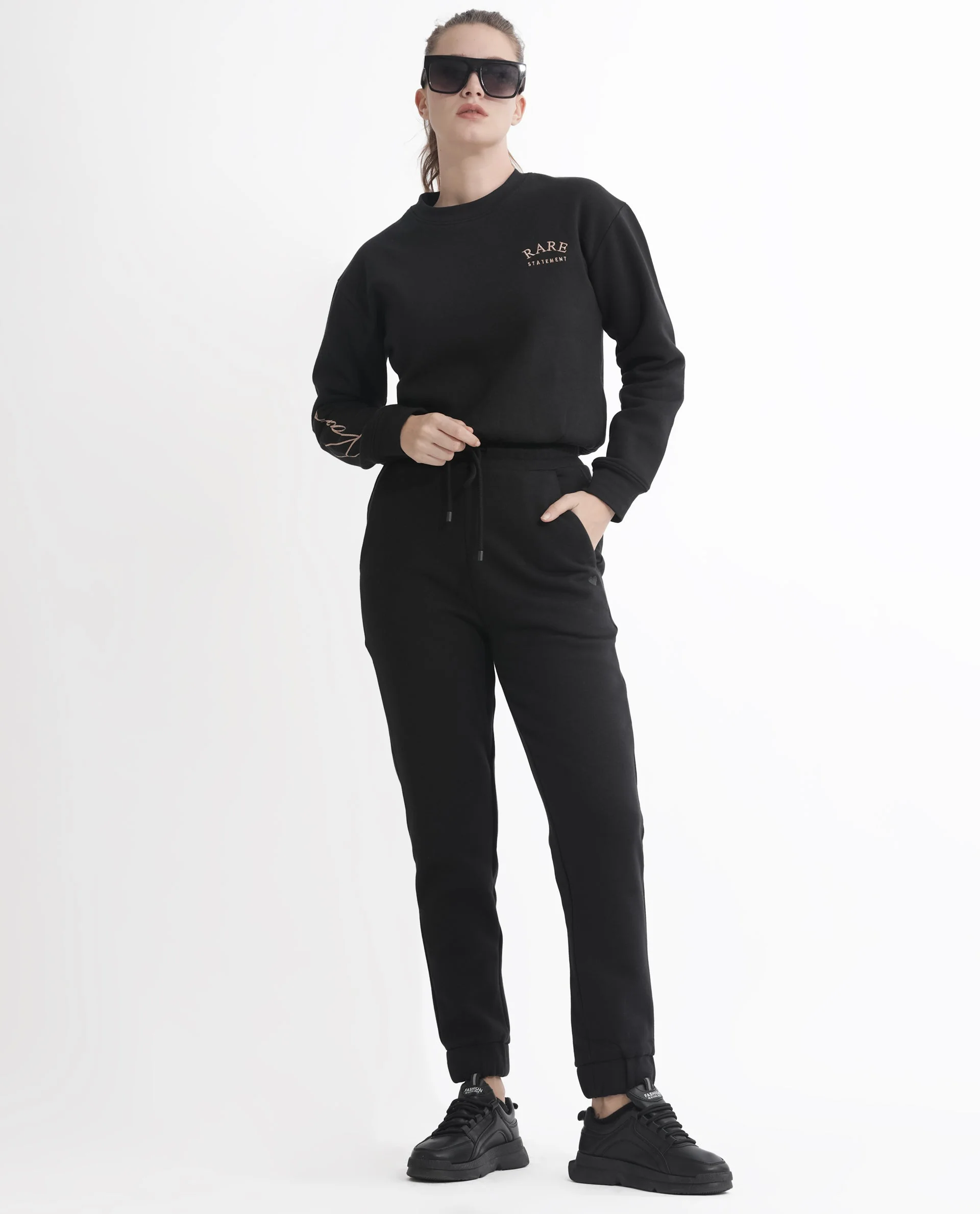 Rareism Women's Terac F Black Polyester Blend Plain Ankle Length Regular Fit Track Pant - Image 10