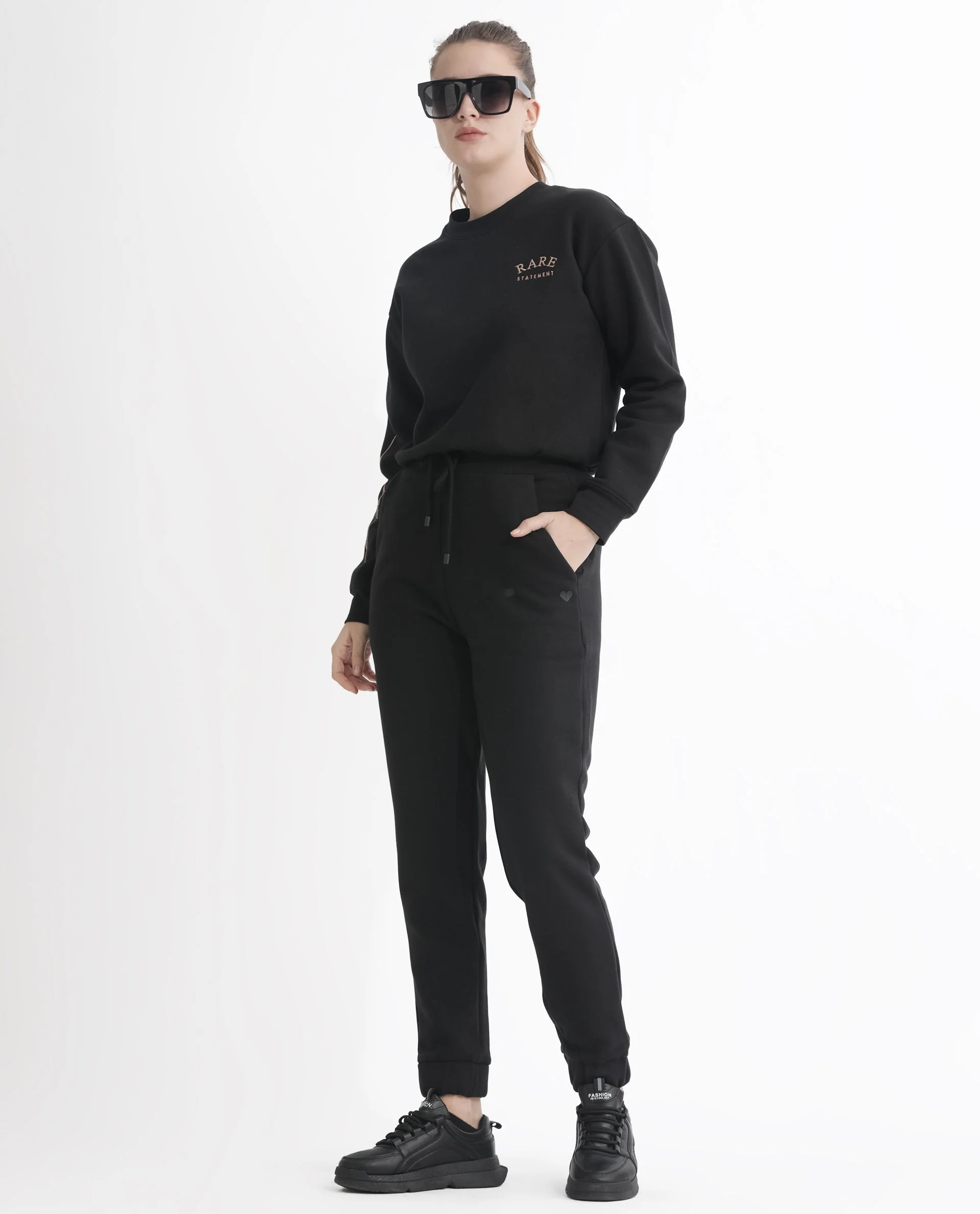 Rareism Women's Terac F Black Polyester Blend Plain Ankle Length Regular Fit Track Pant - Image 11