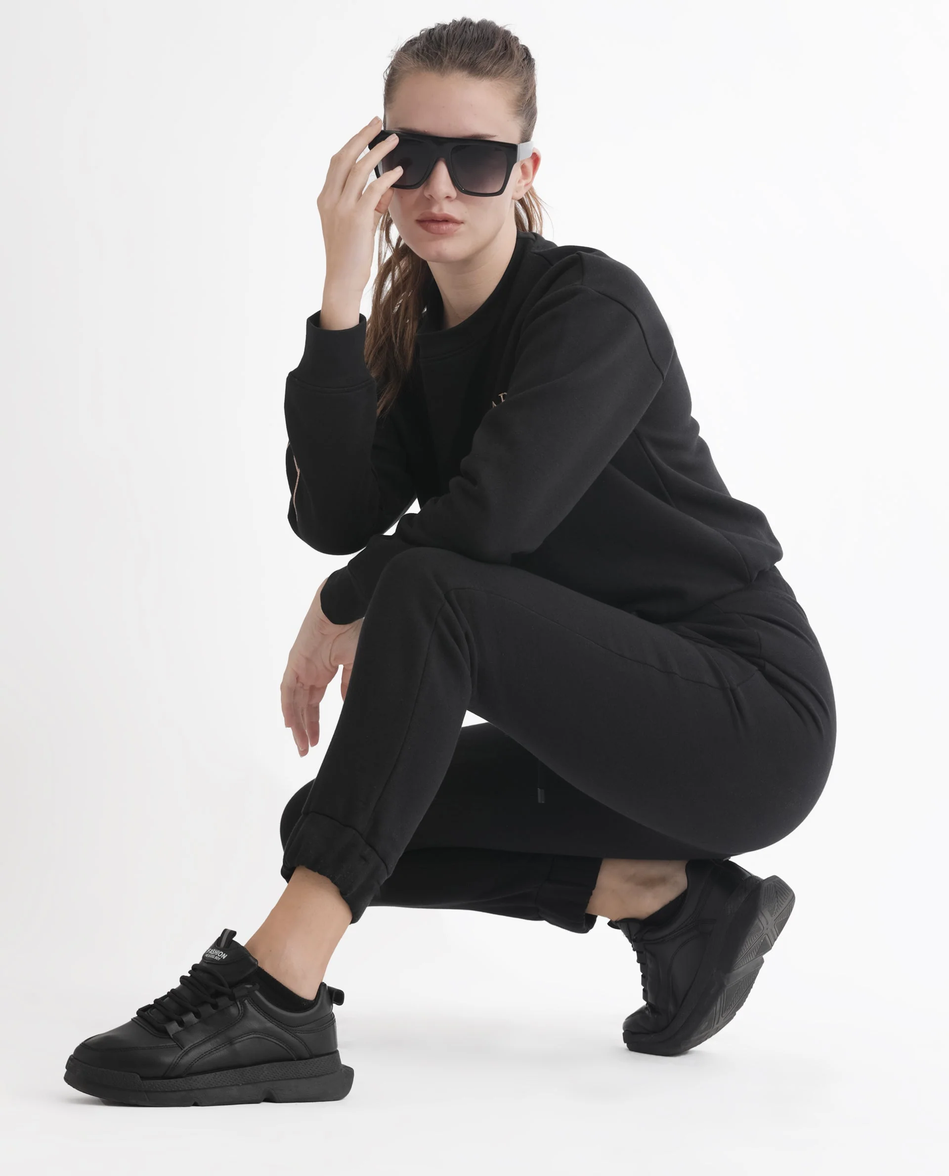 Rareism Women's Terac F Black Polyester Blend Plain Ankle Length Regular Fit Track Pant - Image 3