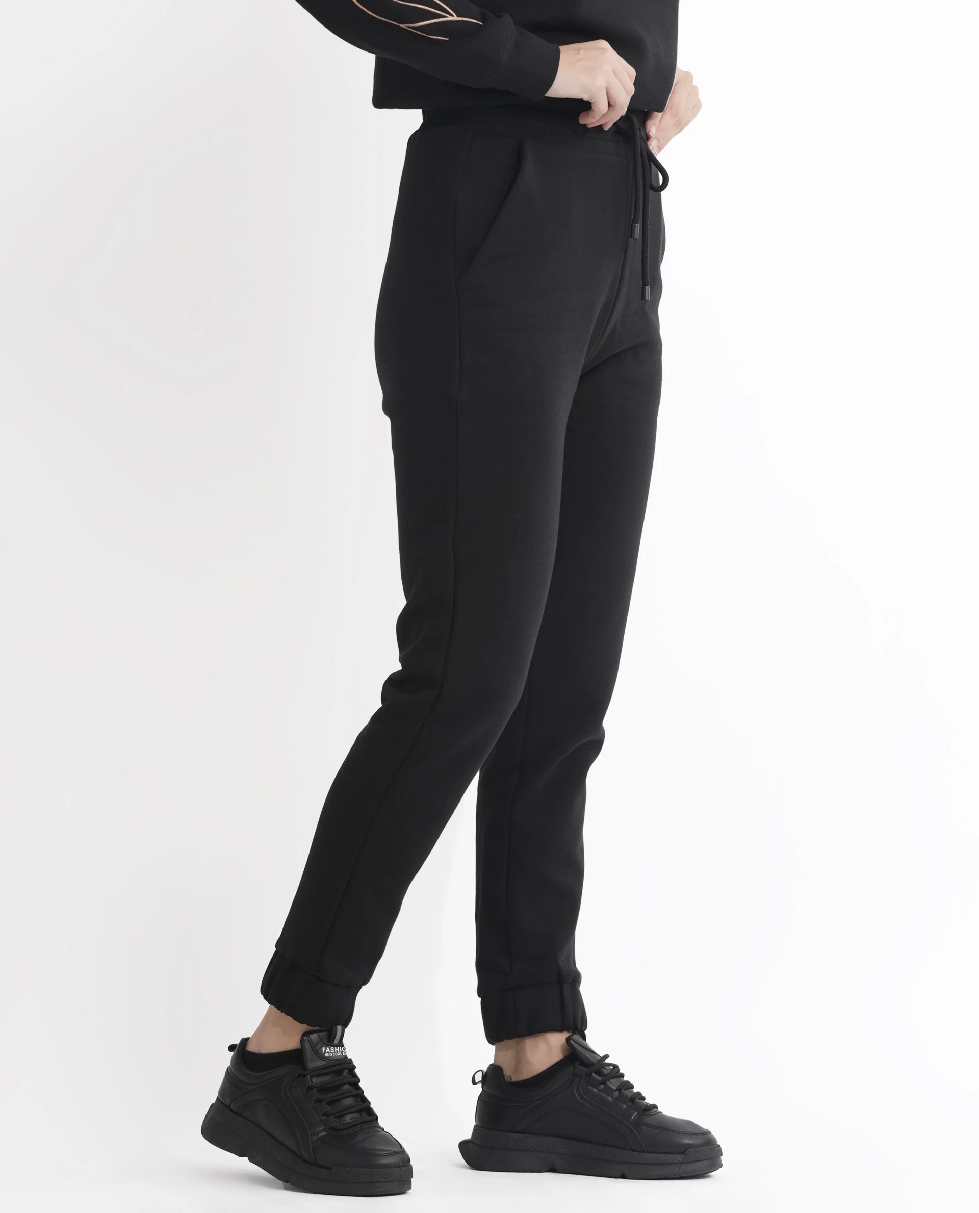 Rareism Women's Terac F Black Polyester Blend Plain Ankle Length Regular Fit Track Pant - Image 7