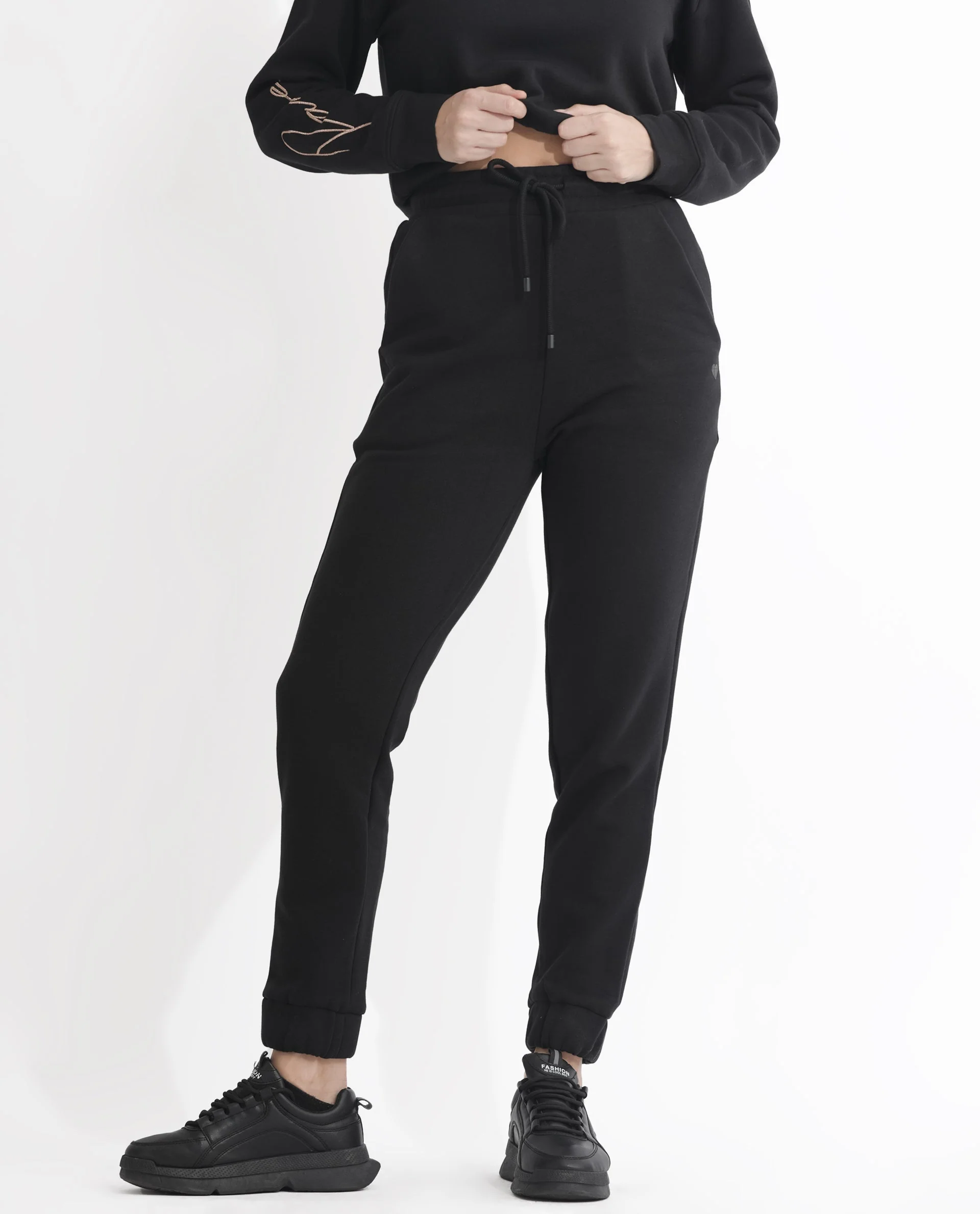 Rareism Women's Terac F Black Polyester Blend Plain Ankle Length Regular Fit Track Pant - Image 8