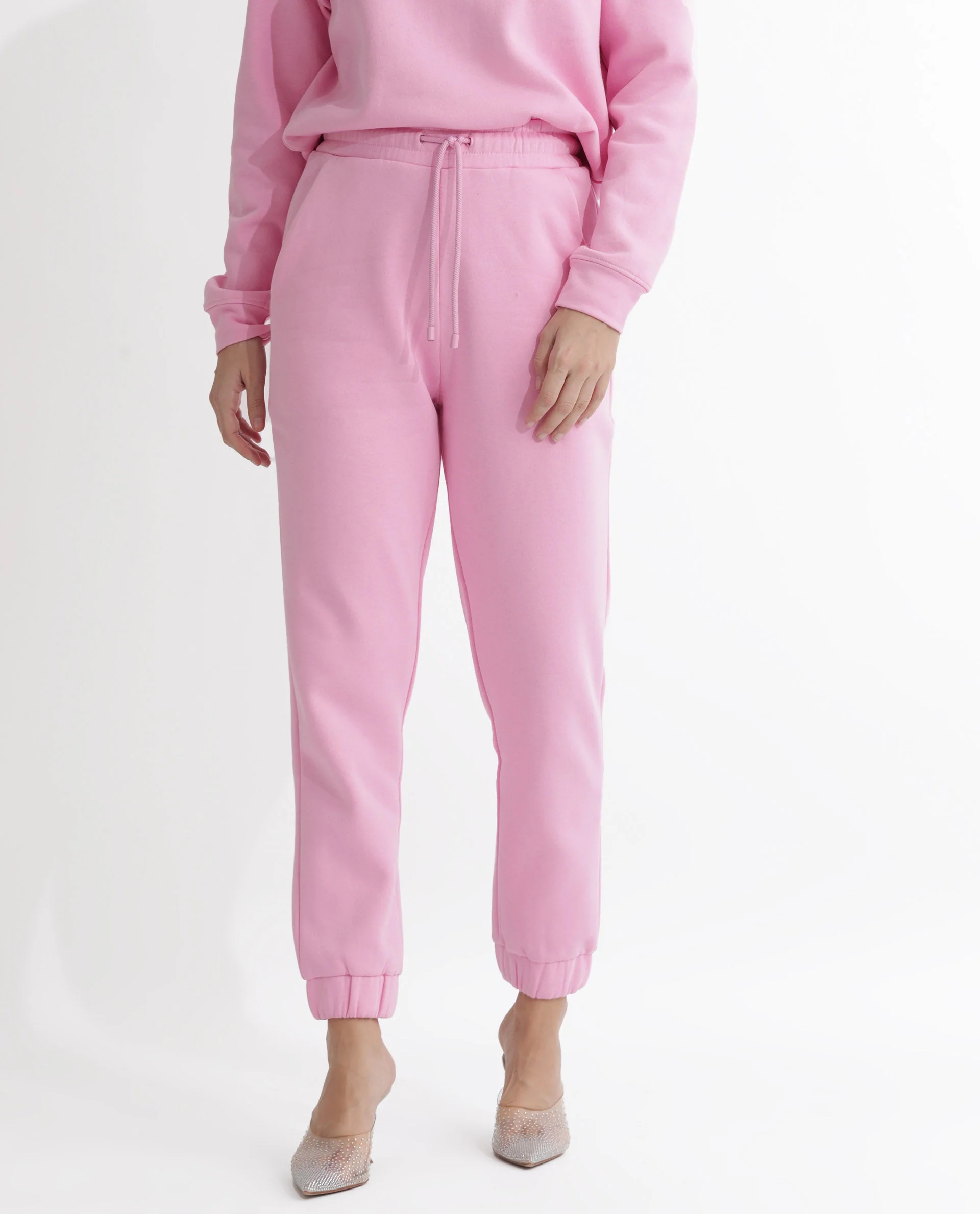 Rareism Women's Terac F Light Pink Polyester Blend Plain Ankle Length Regular Fit Track Pant - Image 2