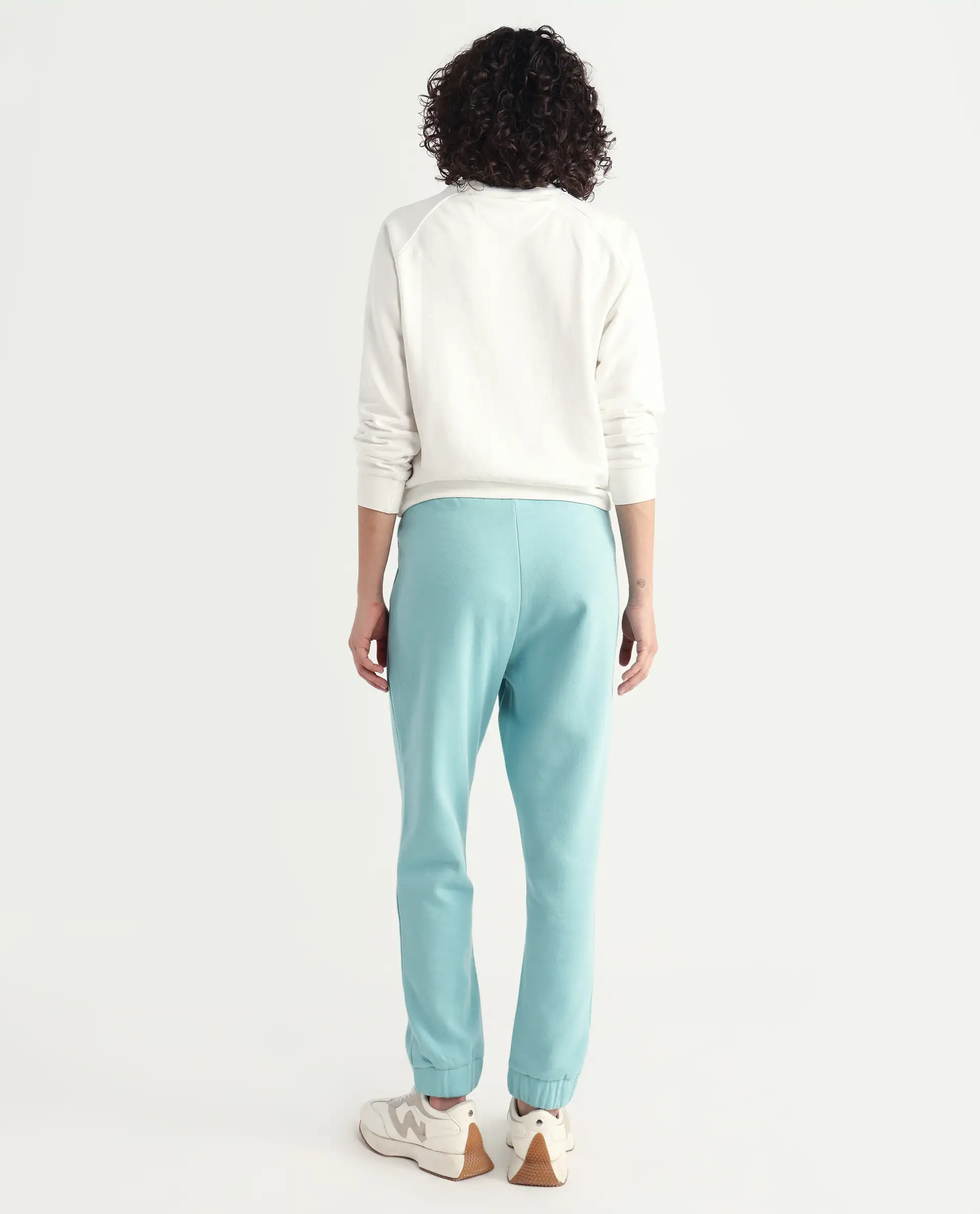 Rareism Women's Terac F Light Turq Polyester Blend Plain Ankle Length Regular Fit Track Pant - Image 7