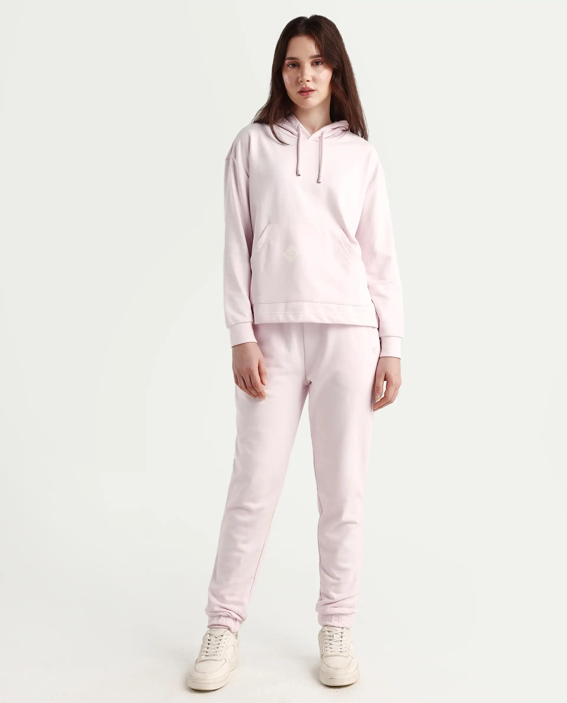 Rareism Women's Terac T Light Pink Polyester Blend Plain Ankle Length Regular Fit Track Pant - Image 2