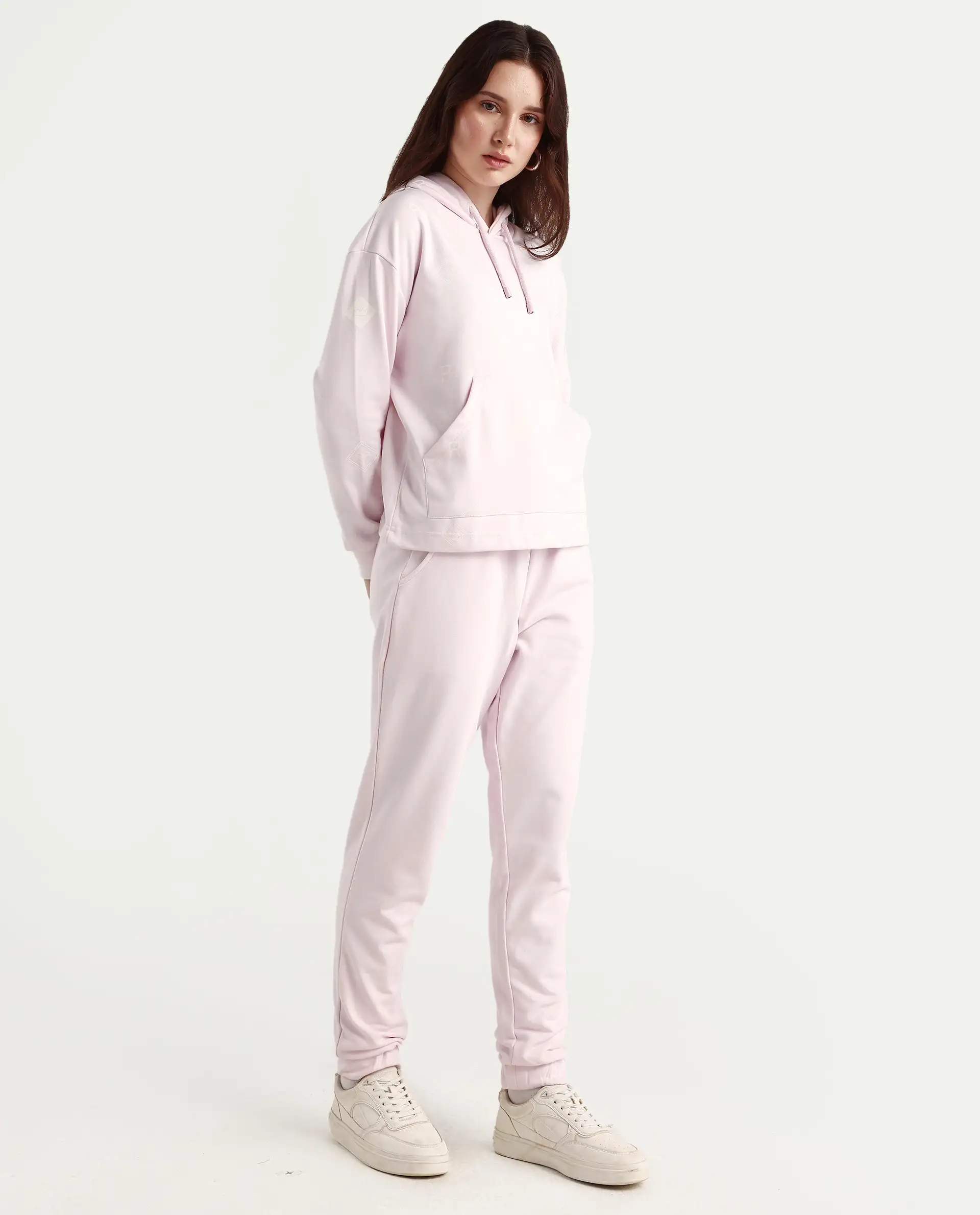 Rareism Women's Terac T Light Pink Polyester Blend Plain Ankle Length Regular Fit Track Pant - Image 5