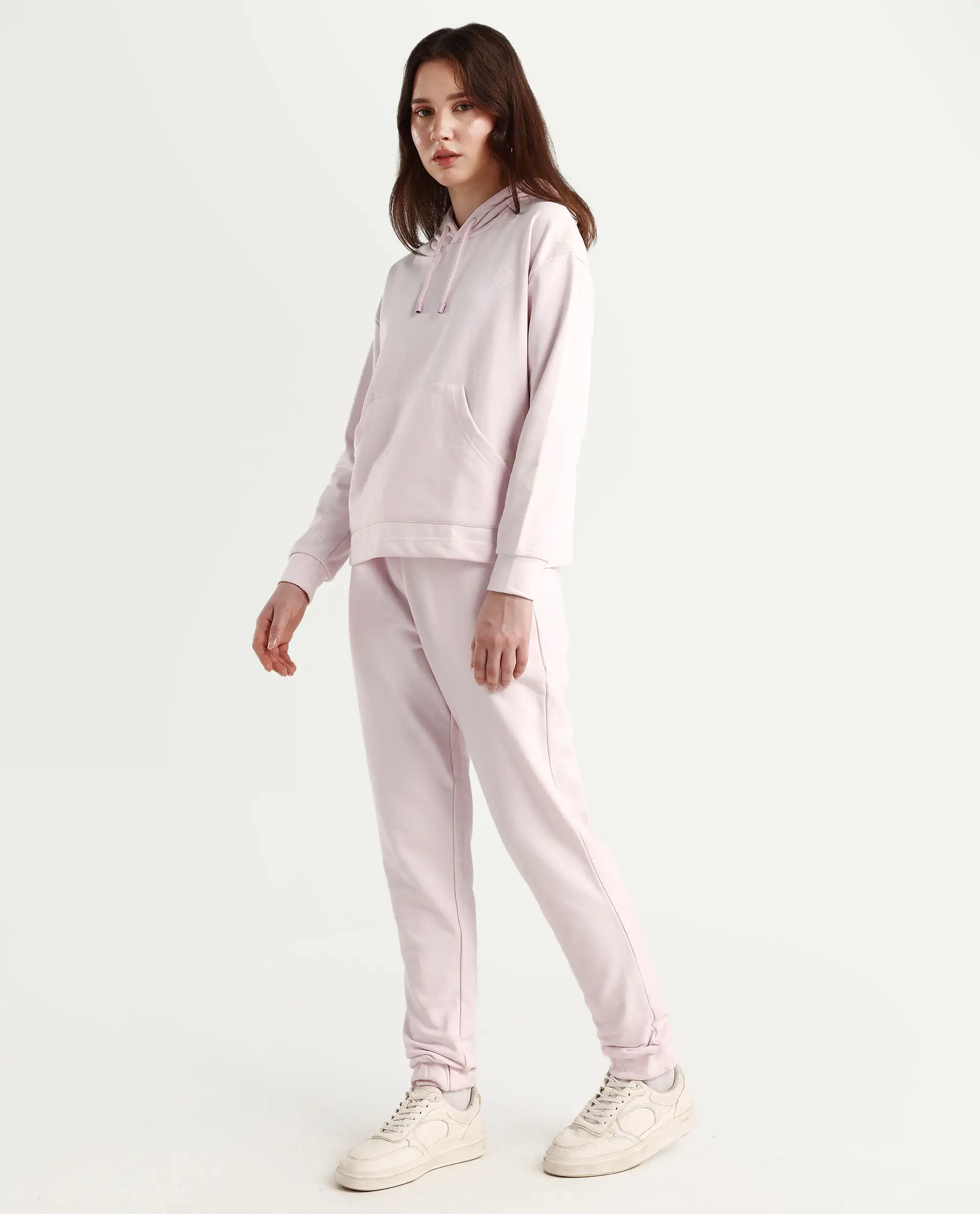 Rareism Women's Terac T Light Pink Polyester Blend Plain Ankle Length Regular Fit Track Pant - Image 6