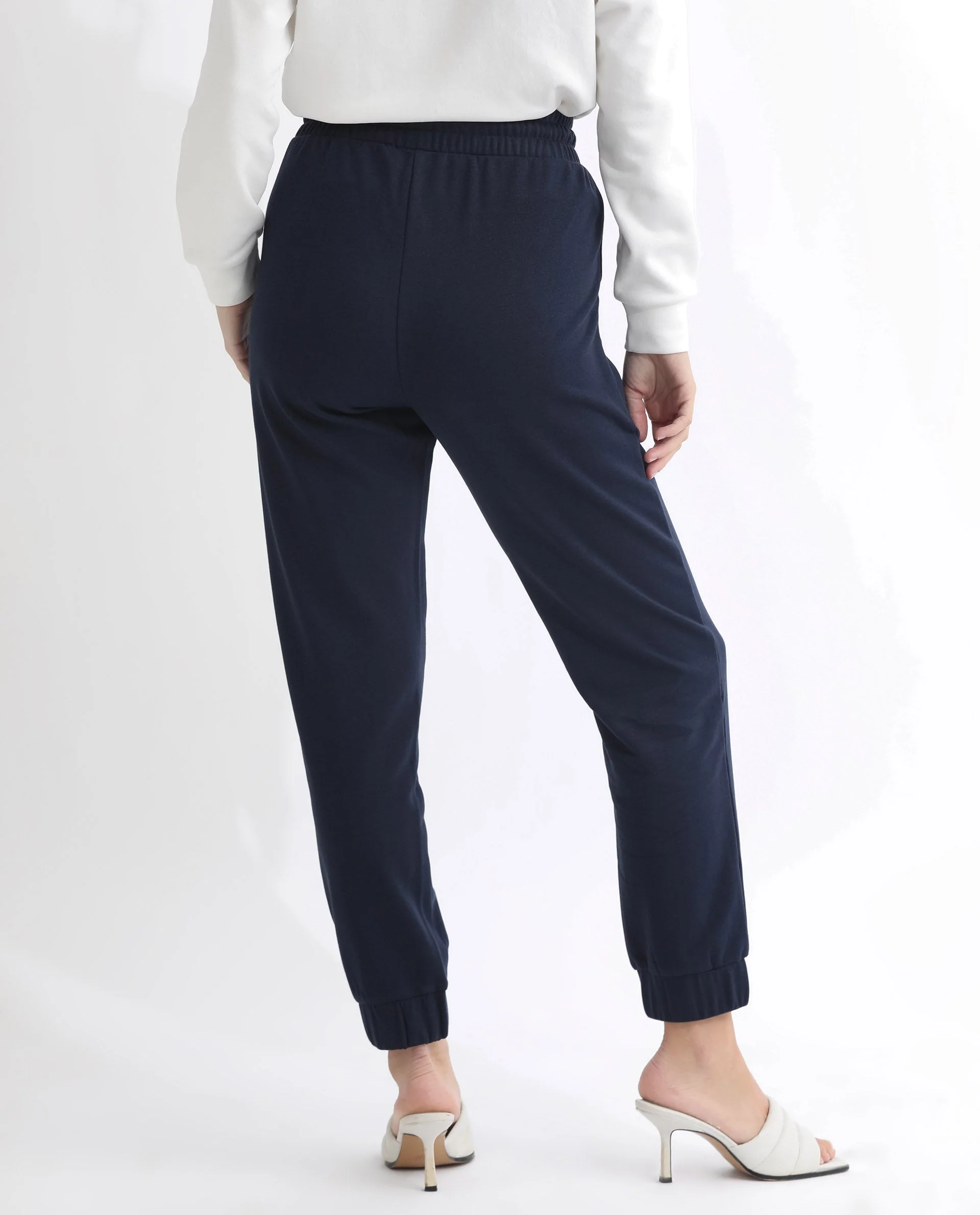 Rareism Women's Terac T Navy Polyester Blend Plain Ankle Length Regular Fit Track Pant - Image 14
