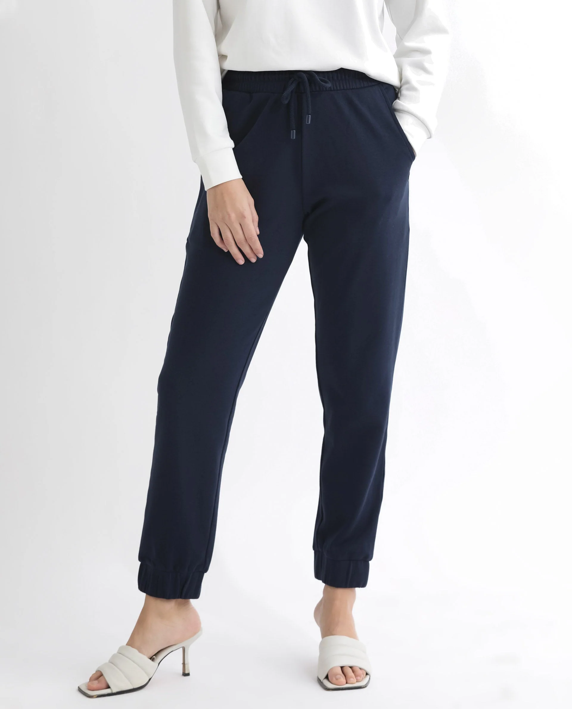 Rareism Women's Terac T Navy Polyester Blend Plain Ankle Length Regular Fit Track Pant - Image 8