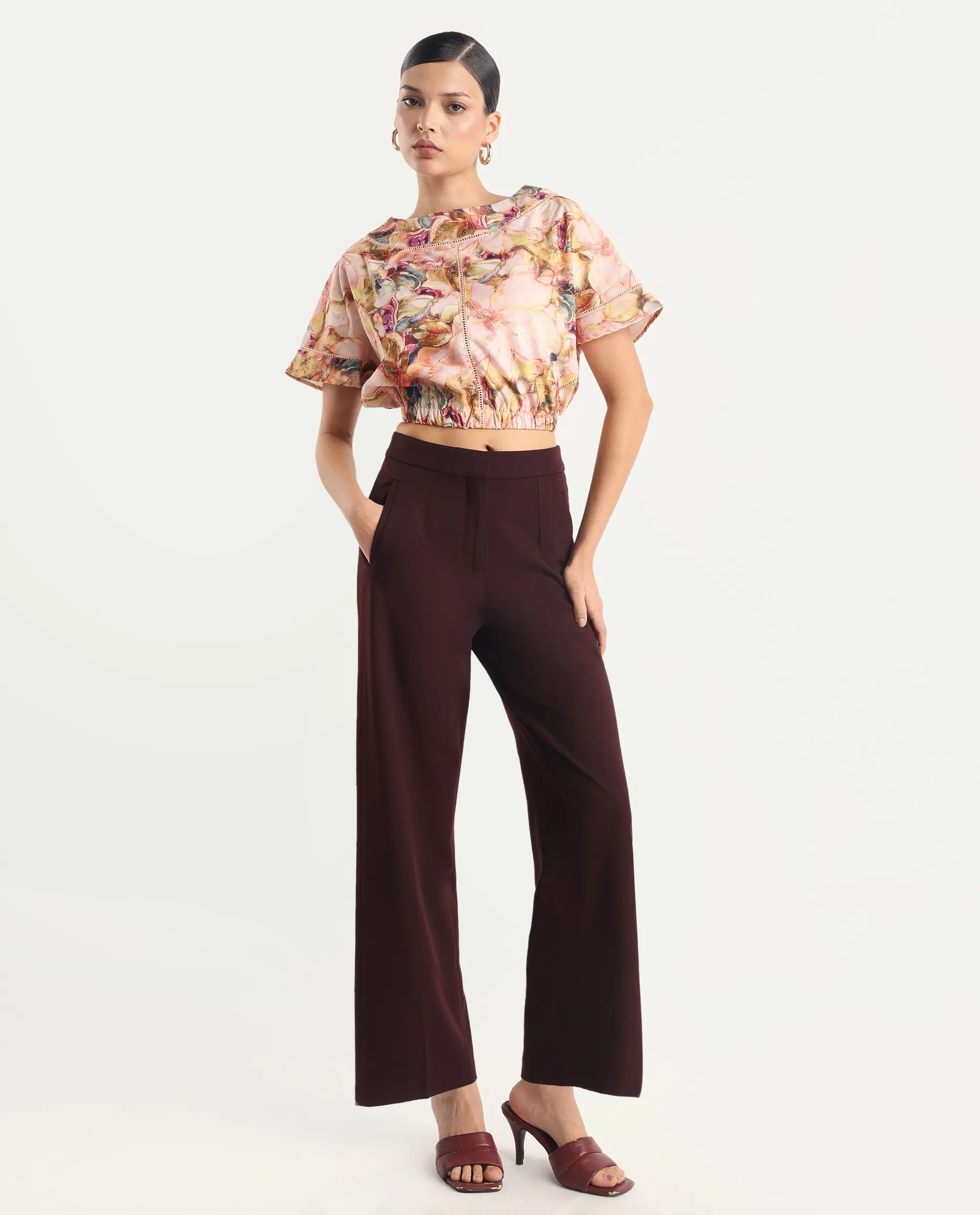 Rareism Women's Terni Multi Polyester Blend Boat Neck Floral Print Extended Sleeves Regular Fit Top - Image 2