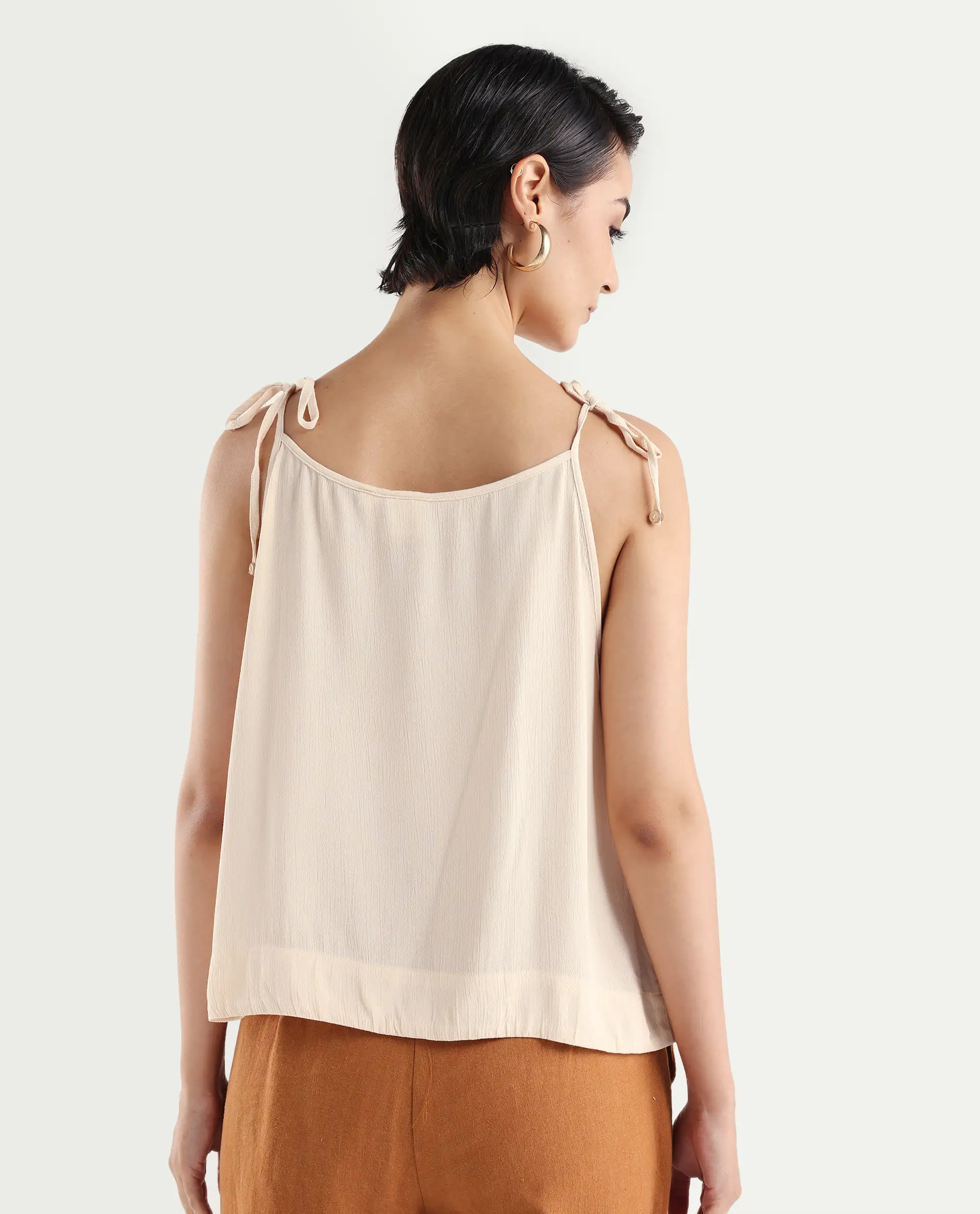 Rareism Women's Terni Off White Rayon Shoulder Strap Floral Print Extended Sleeves Regular Fit Top - Image 7