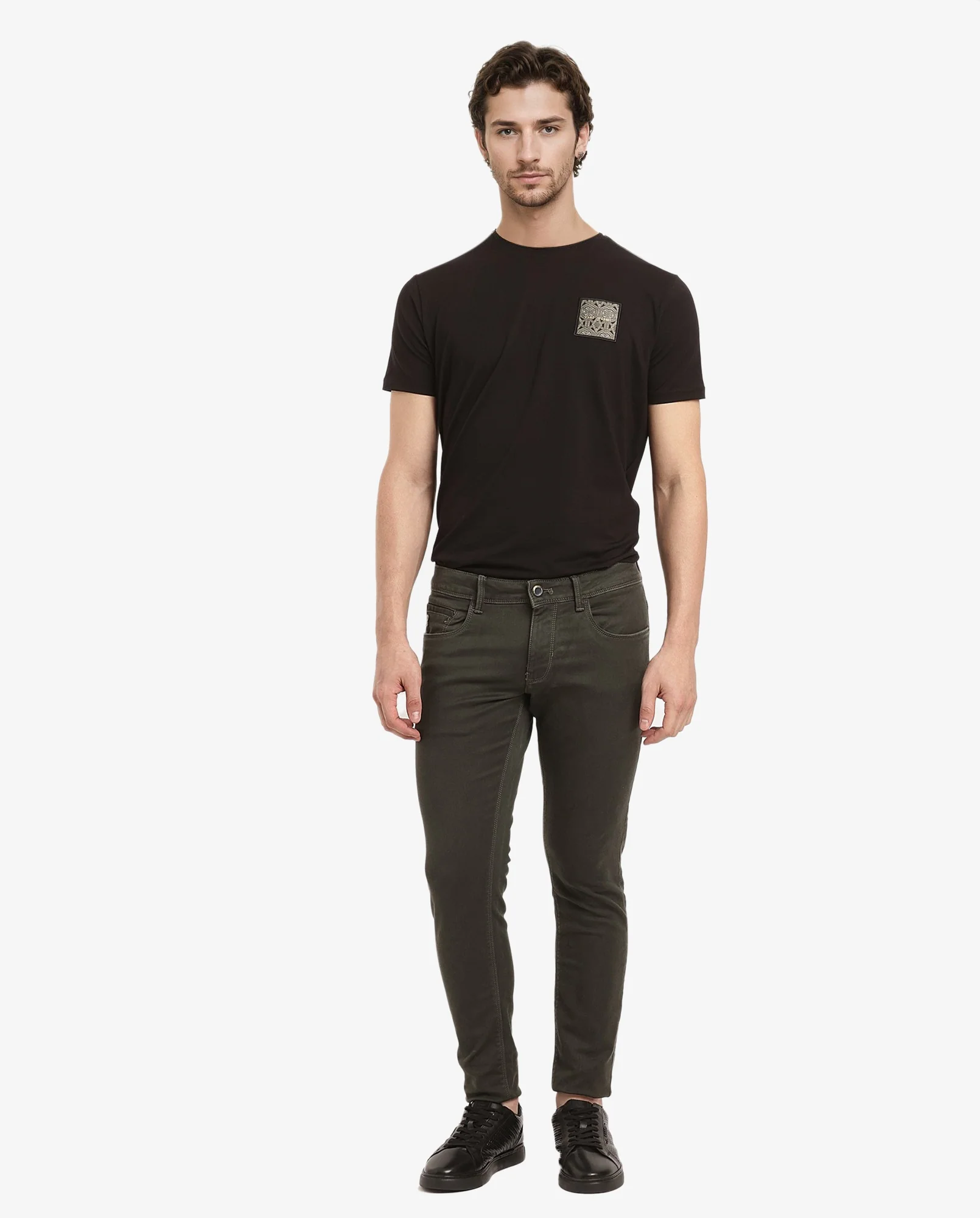 Rare Rabbit Men's Terra Olive Cotton Plain Hawk Slim Fit Jeans - Image 2