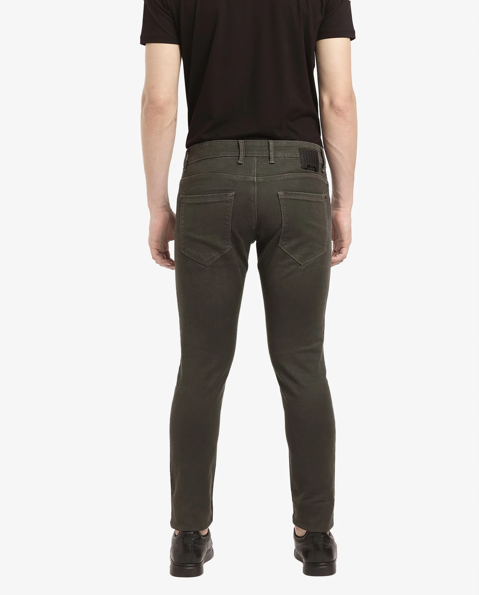 Rare Rabbit Men's Terra Olive Cotton Plain Hawk Slim Fit Jeans - Image 4