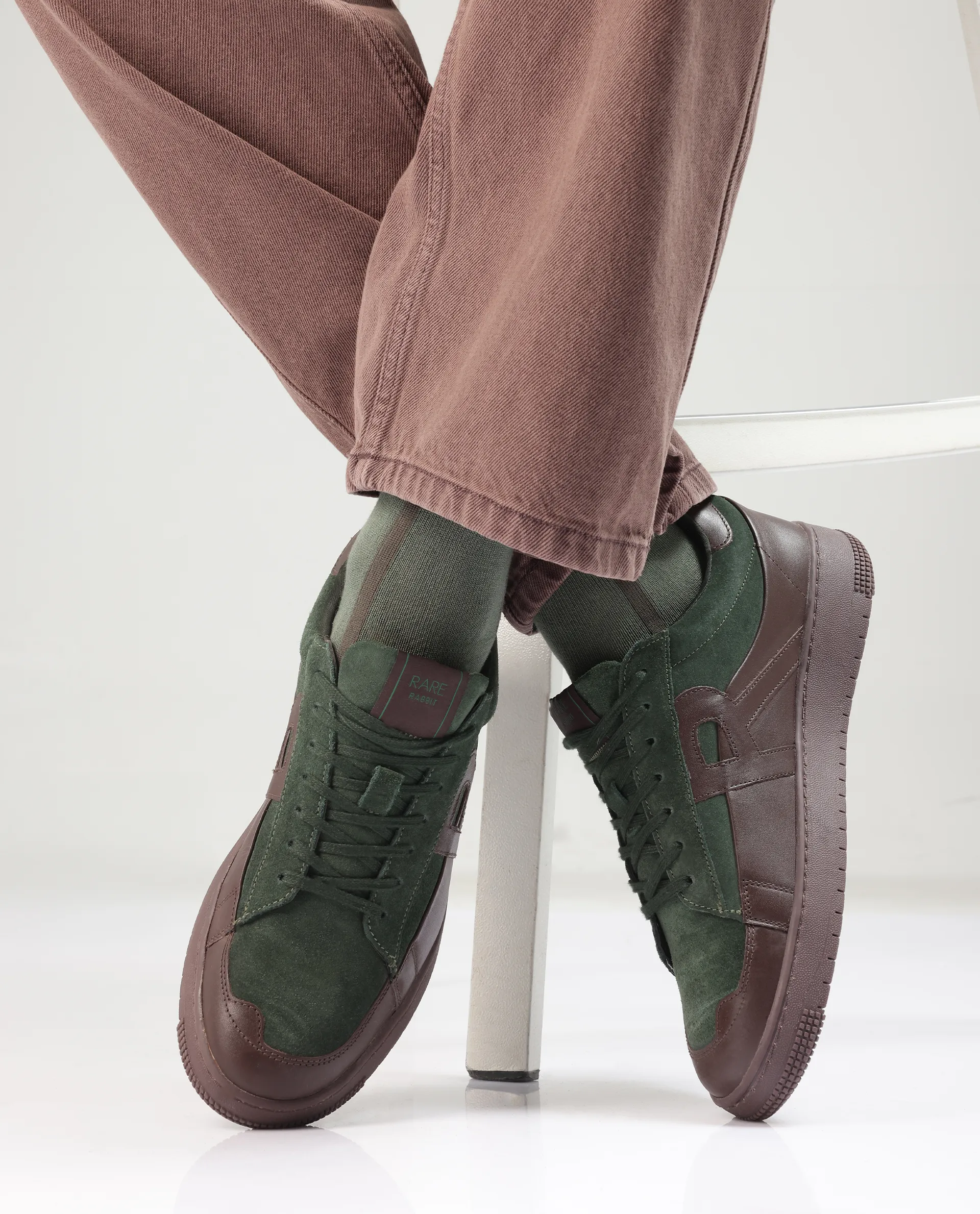 Rare Rabbit Men Terra Brown Genuine Leather And Suede Upper Low-Top Multi Color Lace-Up Shoes - Image 2