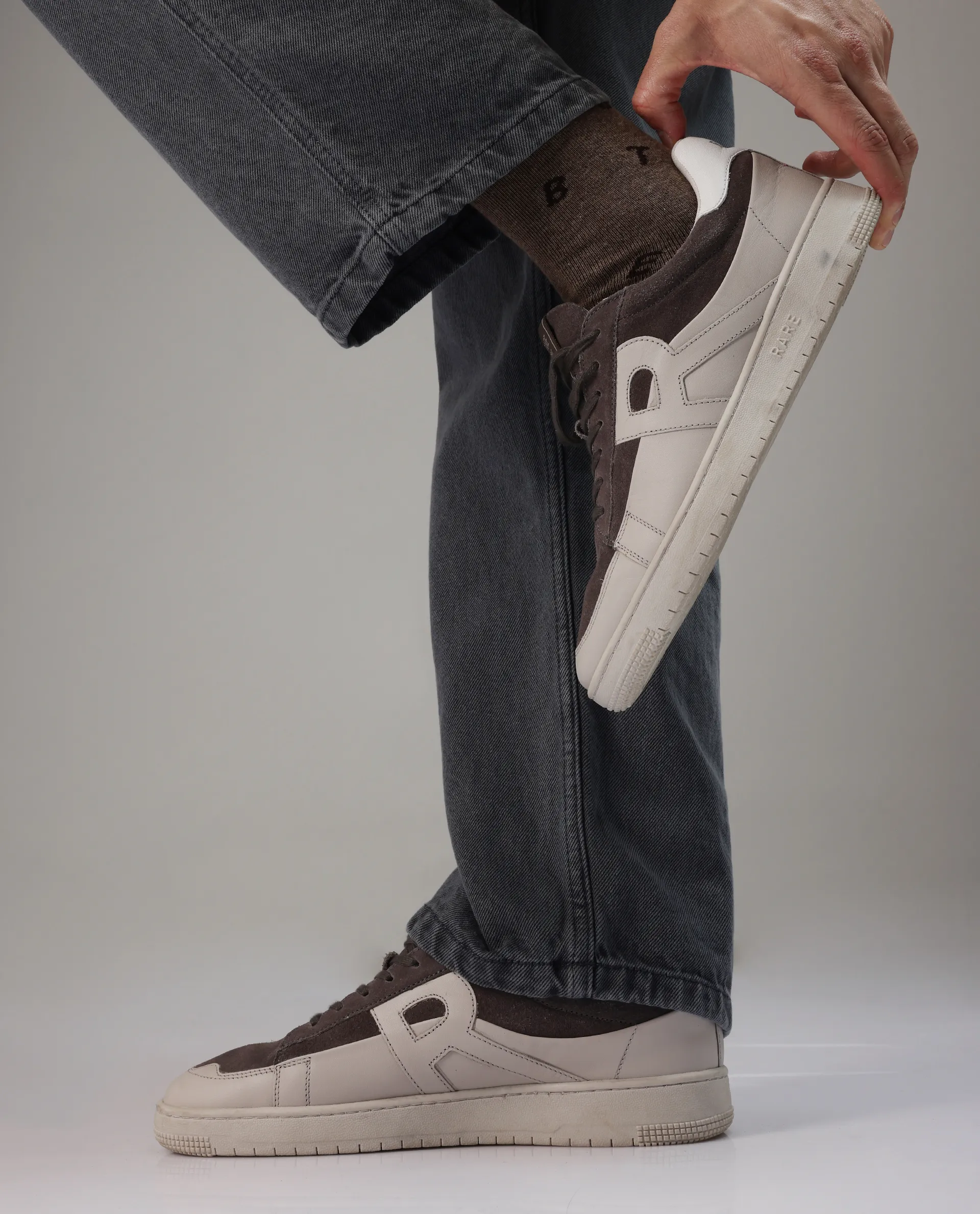 Rare Rabbit Men Terra Taupe Genuine Leather And Suede Upper Low-Top Multi Color Lace-Up Shoes - Image 2