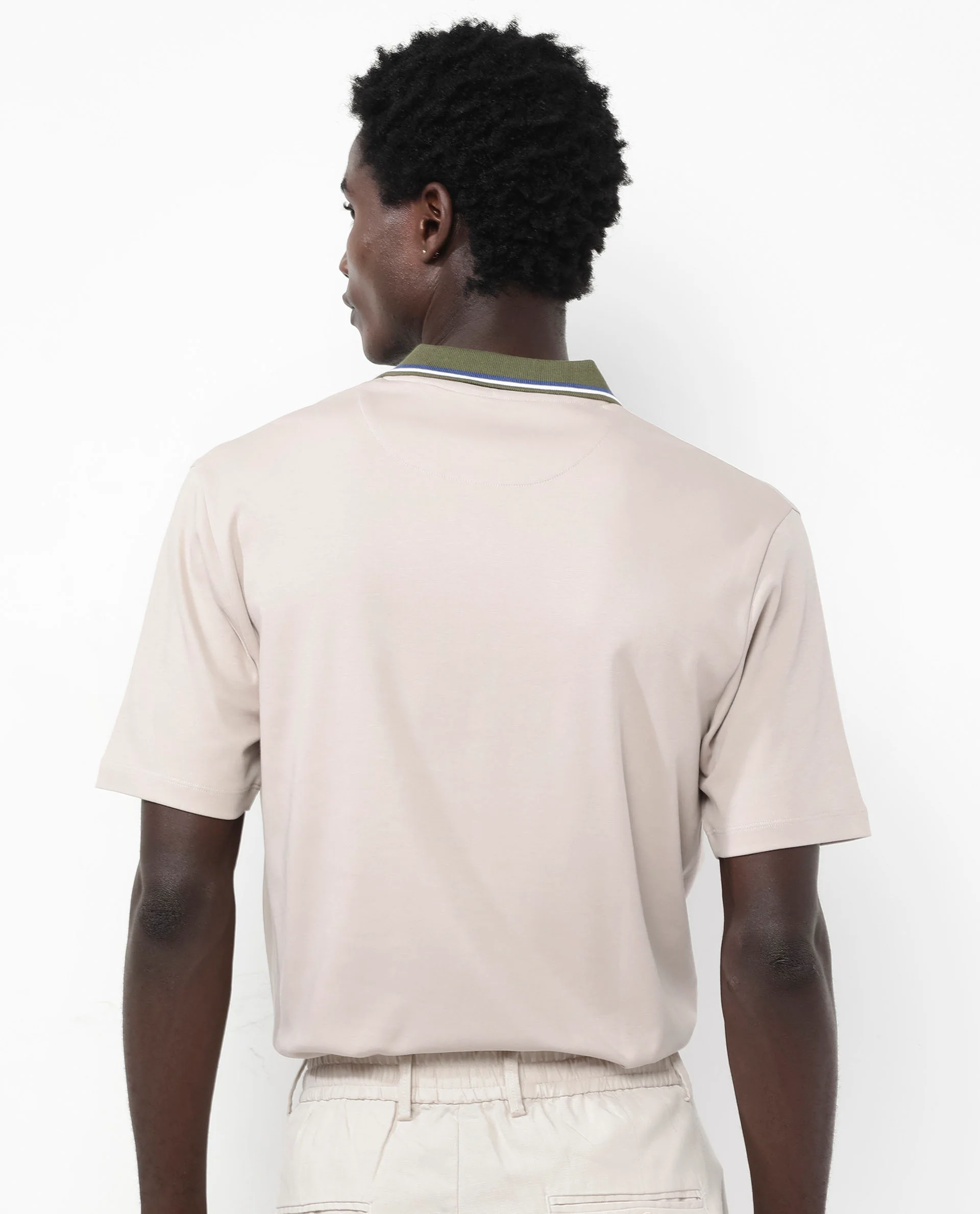 Rare Rabbit Men's Territ Beige Cotton Plain Regular Fit Half Sleeve Polo - Image 10