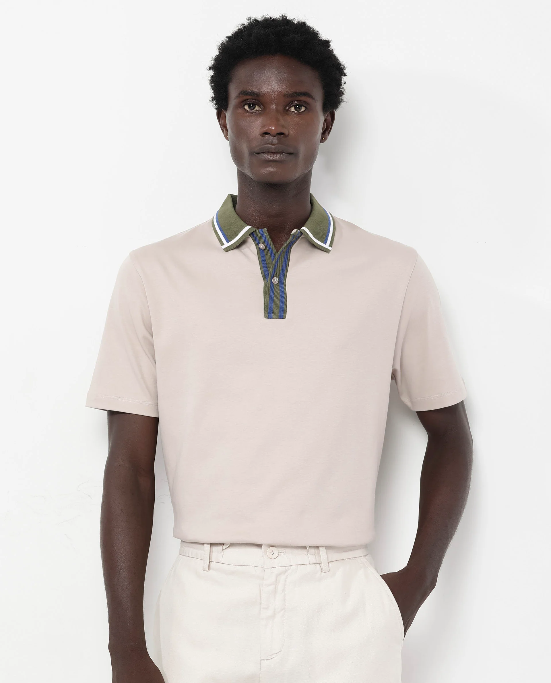 Rare Rabbit Men's Territ Beige Cotton Plain Regular Fit Half Sleeve Polo - Image 5
