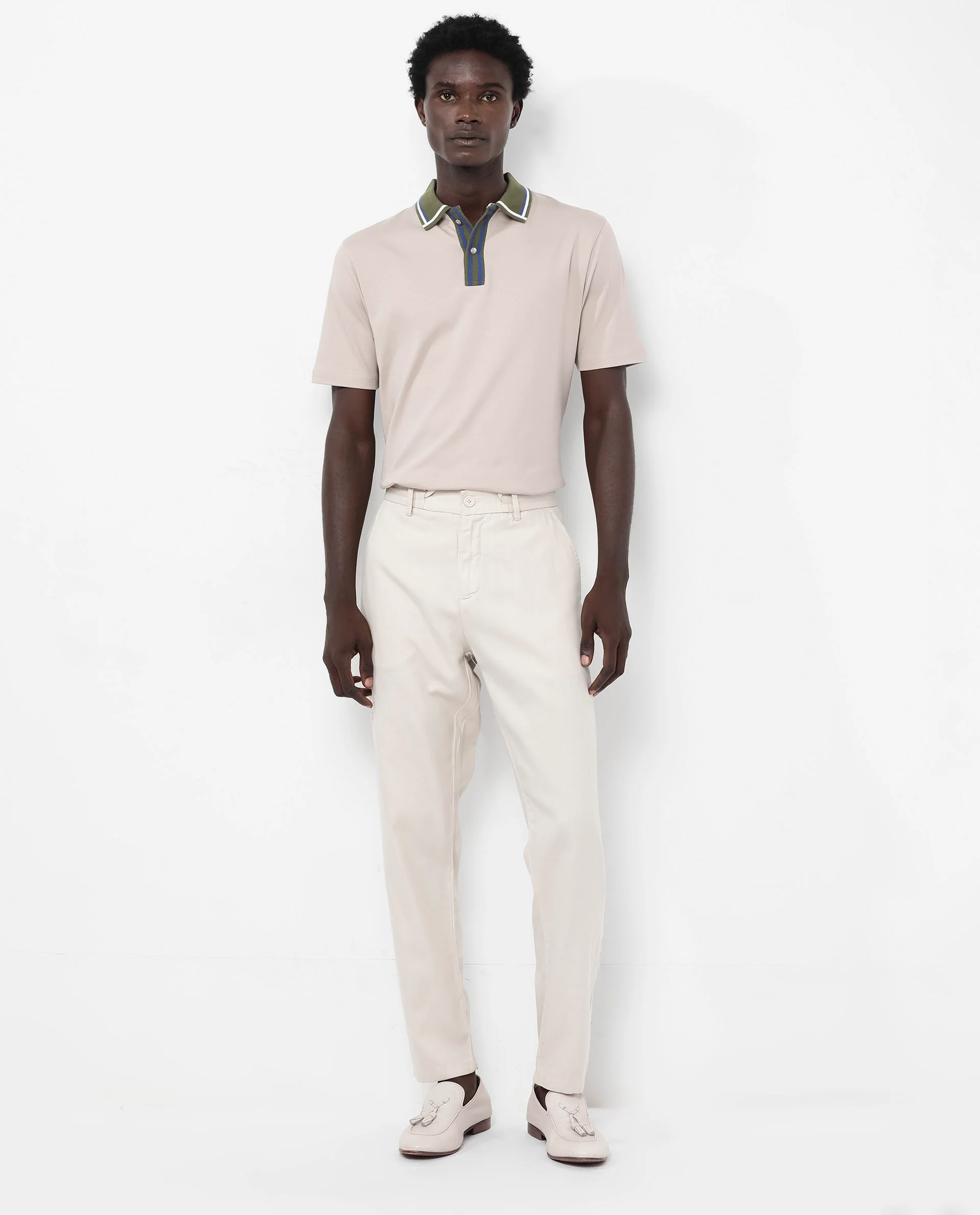Rare Rabbit Men's Territ Beige Cotton Plain Regular Fit Half Sleeve Polo - Image 8