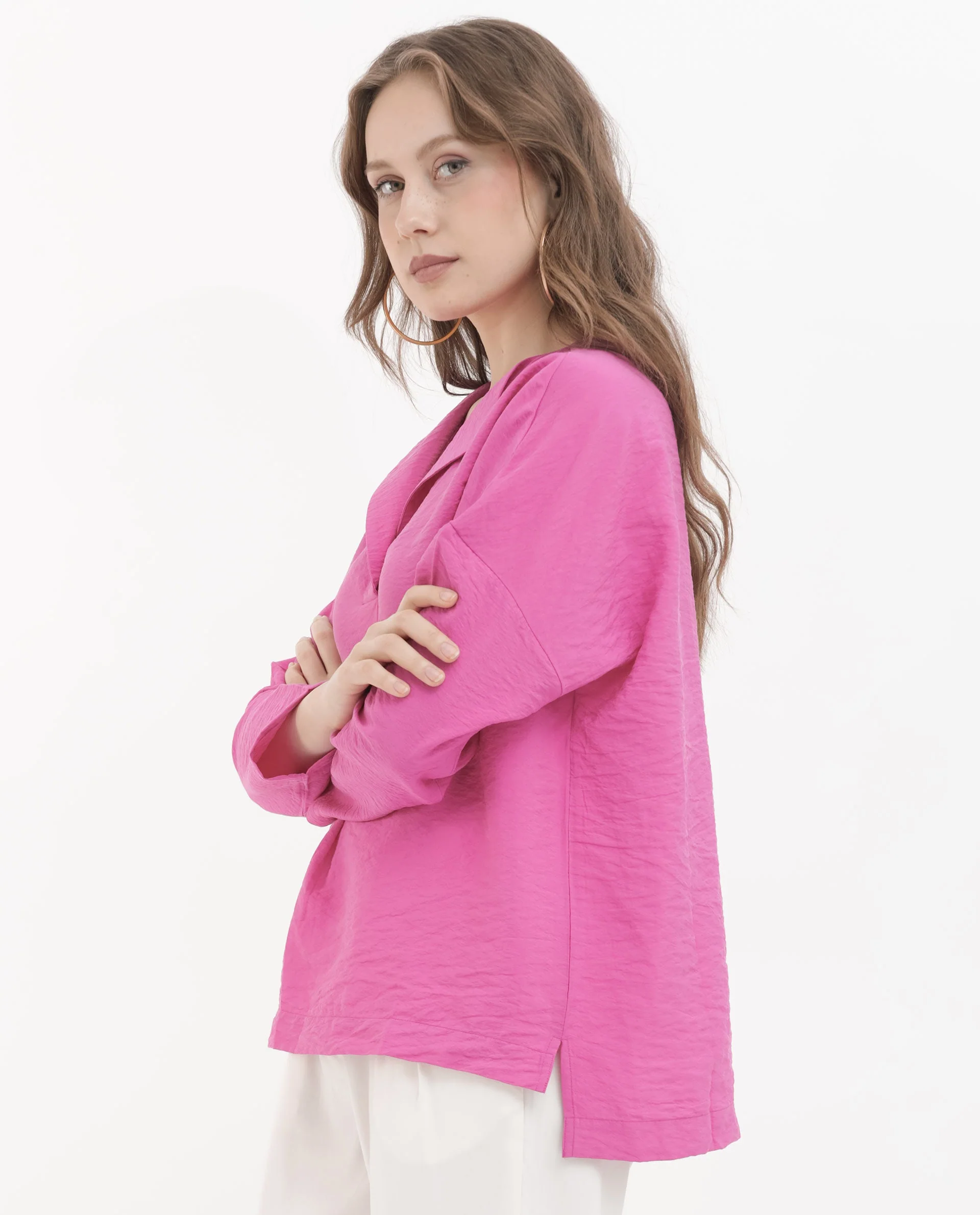 Rareism Women's Rayon Blend Lapel Neck Plain Relaxed Fit Top - Image 5