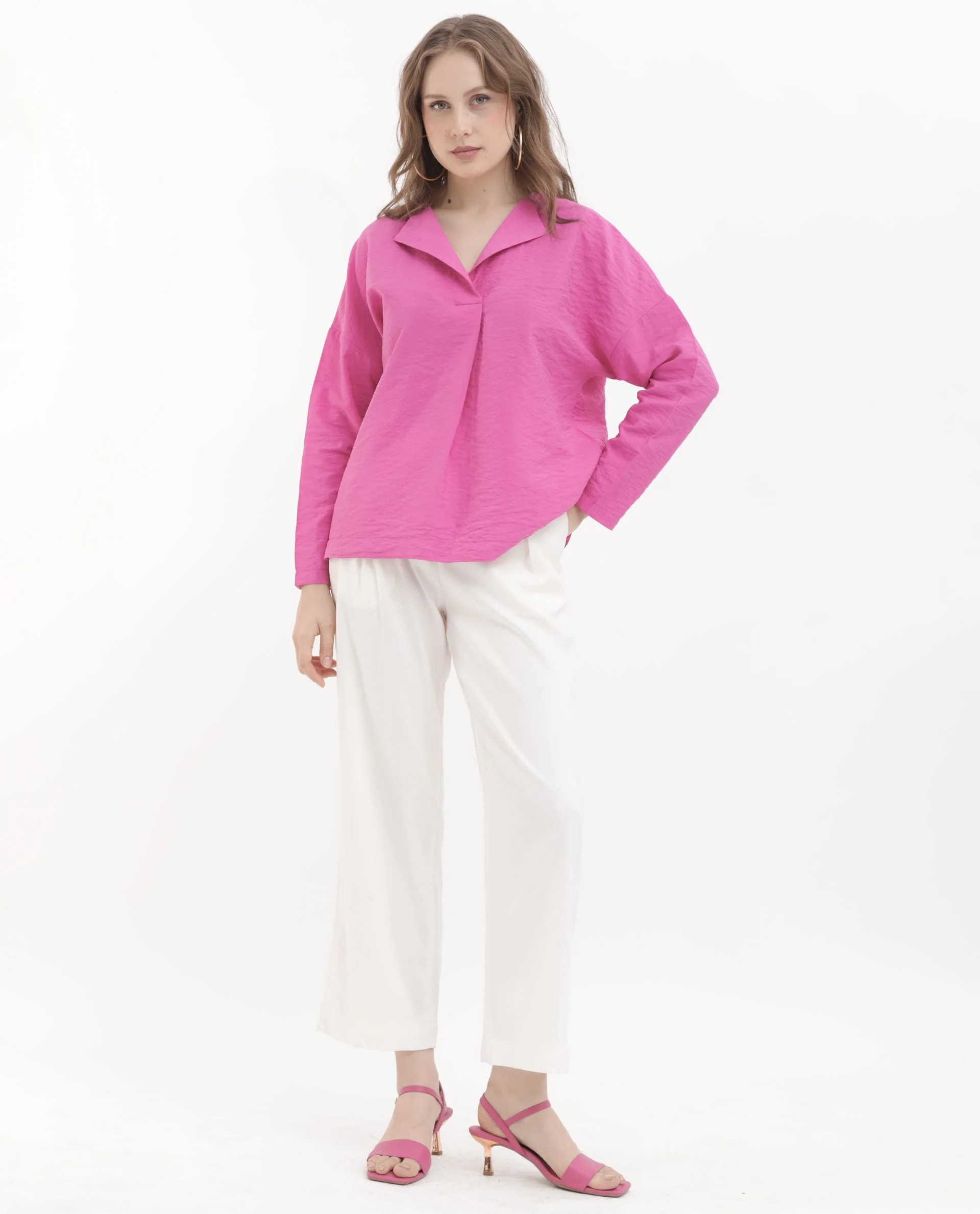 Rareism Women's Rayon Blend Lapel Neck Plain Relaxed Fit Top - Image 9