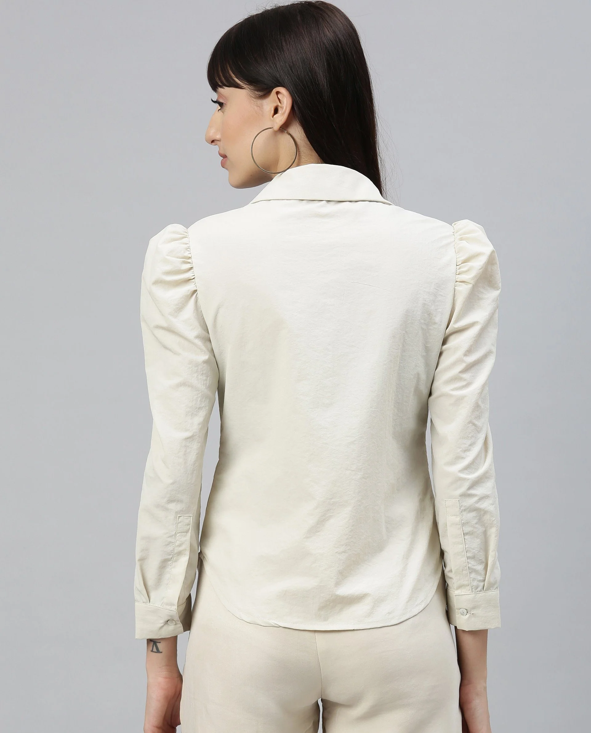 Rareism Women Tesla Beige Top Full Sleeves Solid - Image 3