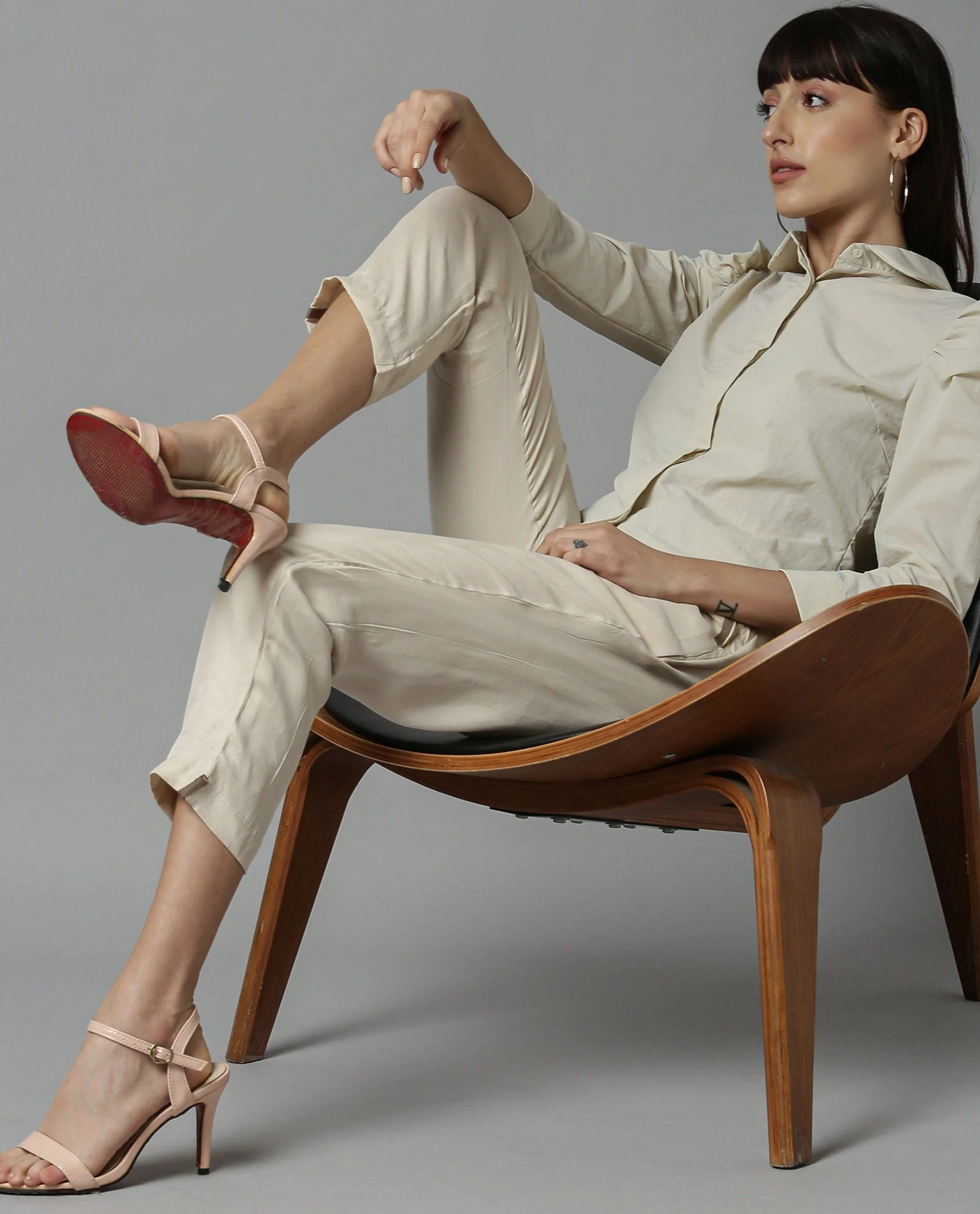 Rareism Women Tesla Beige Top Full Sleeves Solid - Image 4