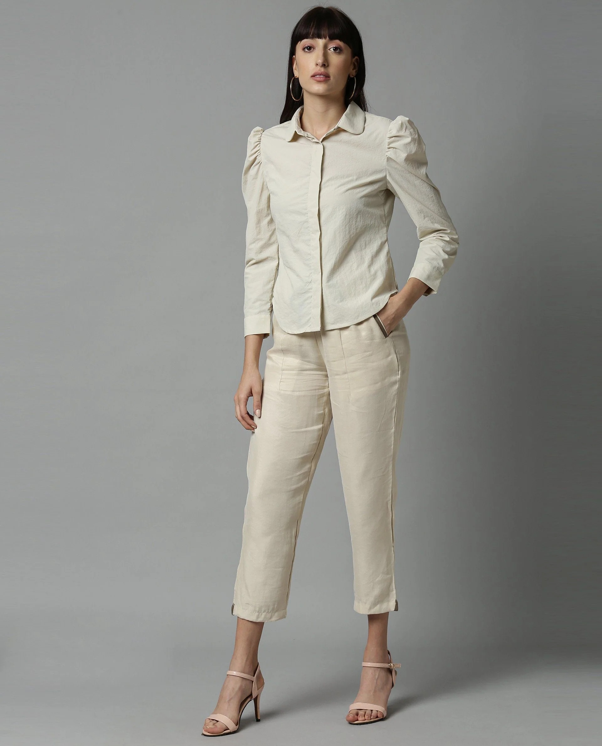 Rareism Women Tesla Beige Top Full Sleeves Solid - Image 5