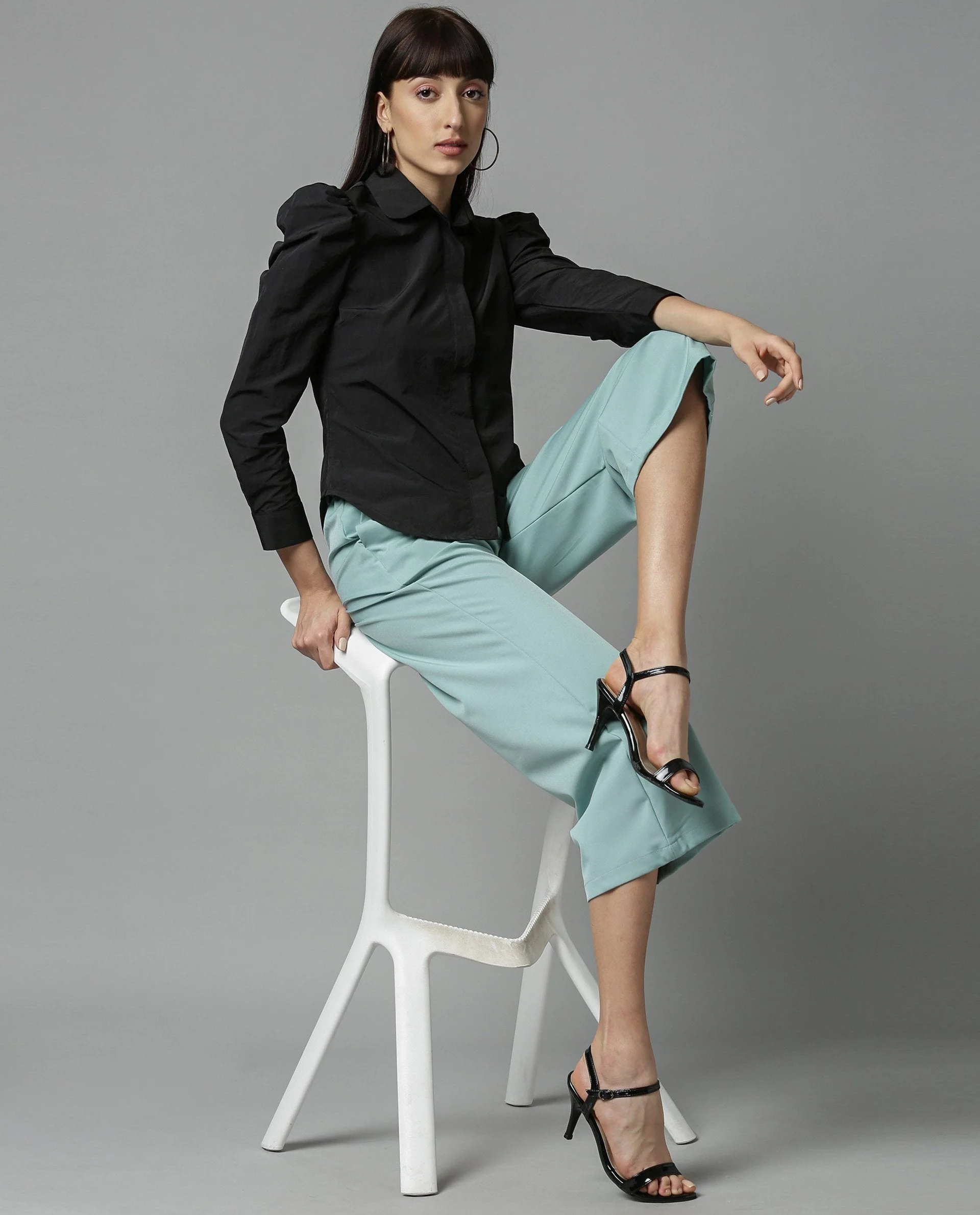 Rareism Women Tesla Black Top Full Sleeves Solid - Image 2