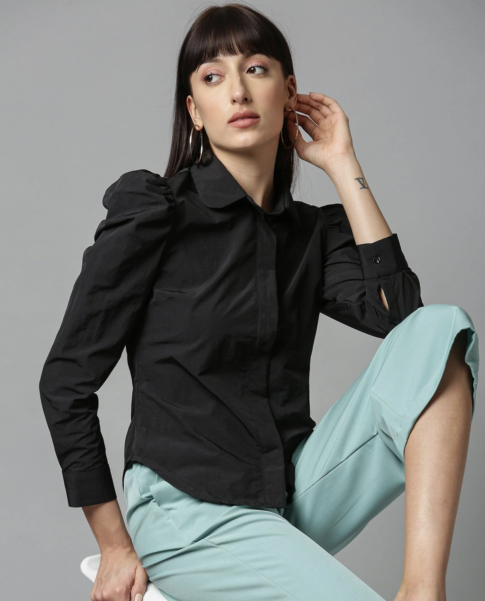 Rareism Women Tesla Black Top Full Sleeves Solid - Image 4
