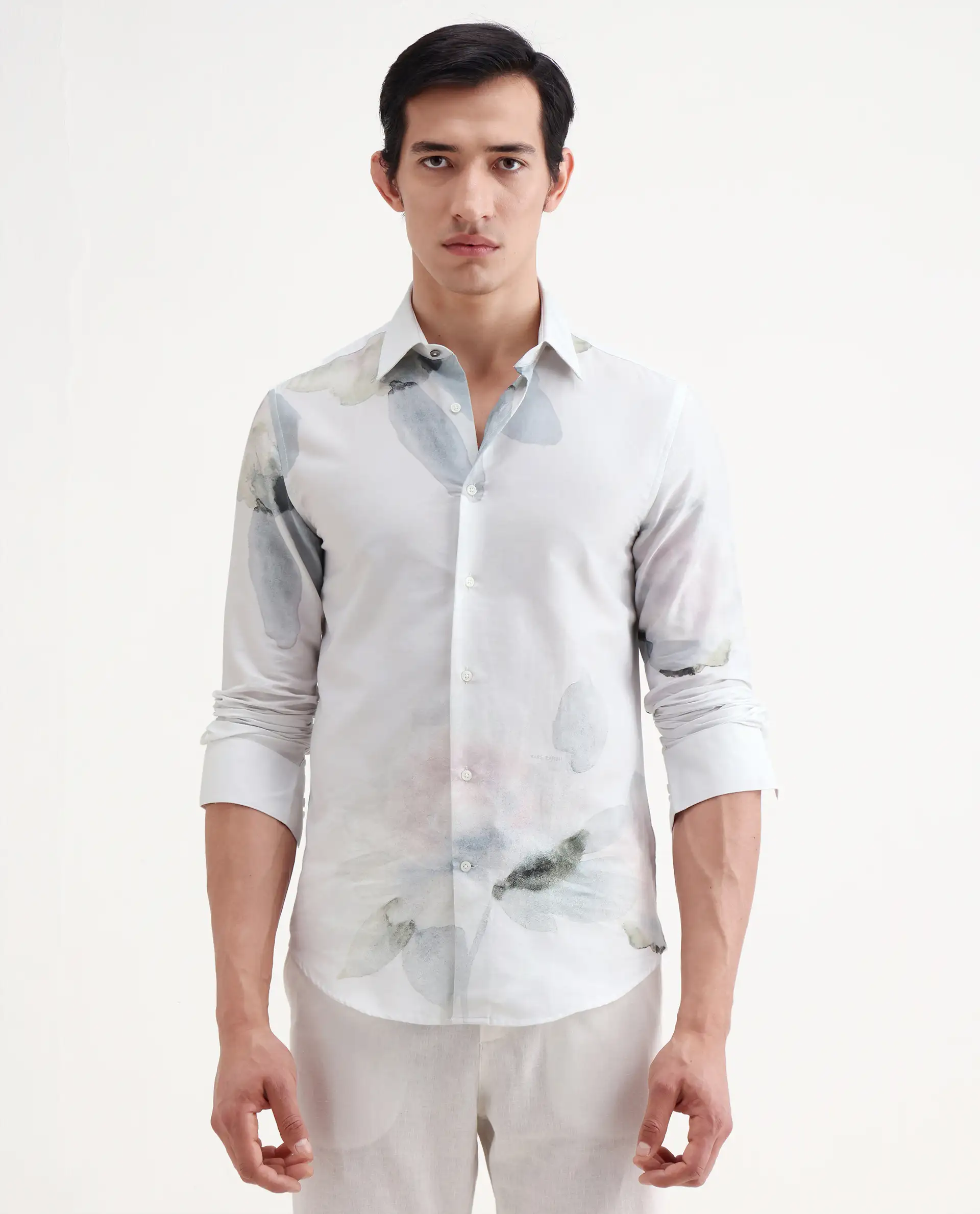 Rare Rabbit Men's Tess Off White Cotton Fabric Full Sleeve Spread Collar Regular Fit Floral Print Shirt - Image 6