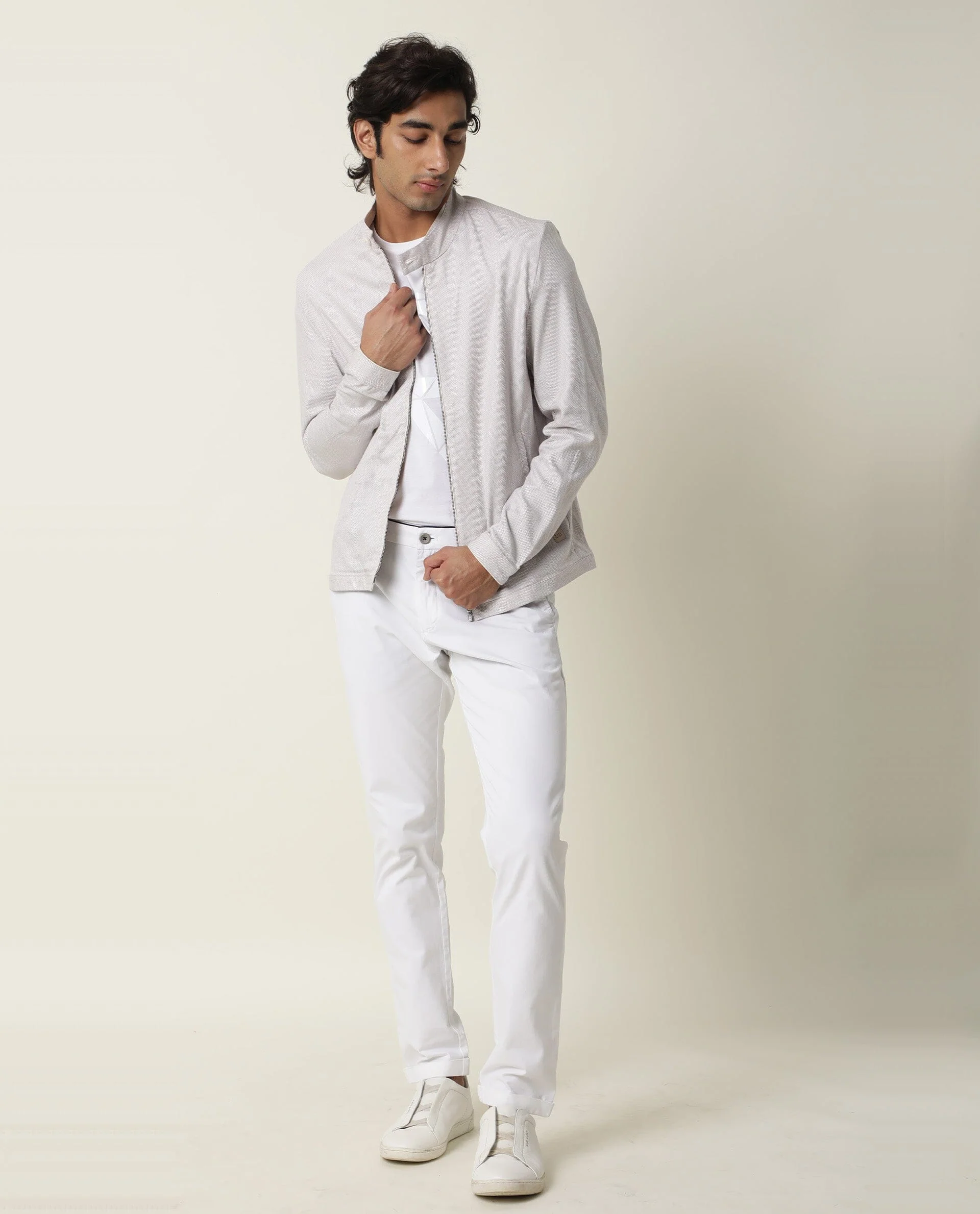 Rare Rabbit Men's Tex Yellow Cotton Plain Regular Fit Full Sleeve Mandarin Collar Jacket - Image 2