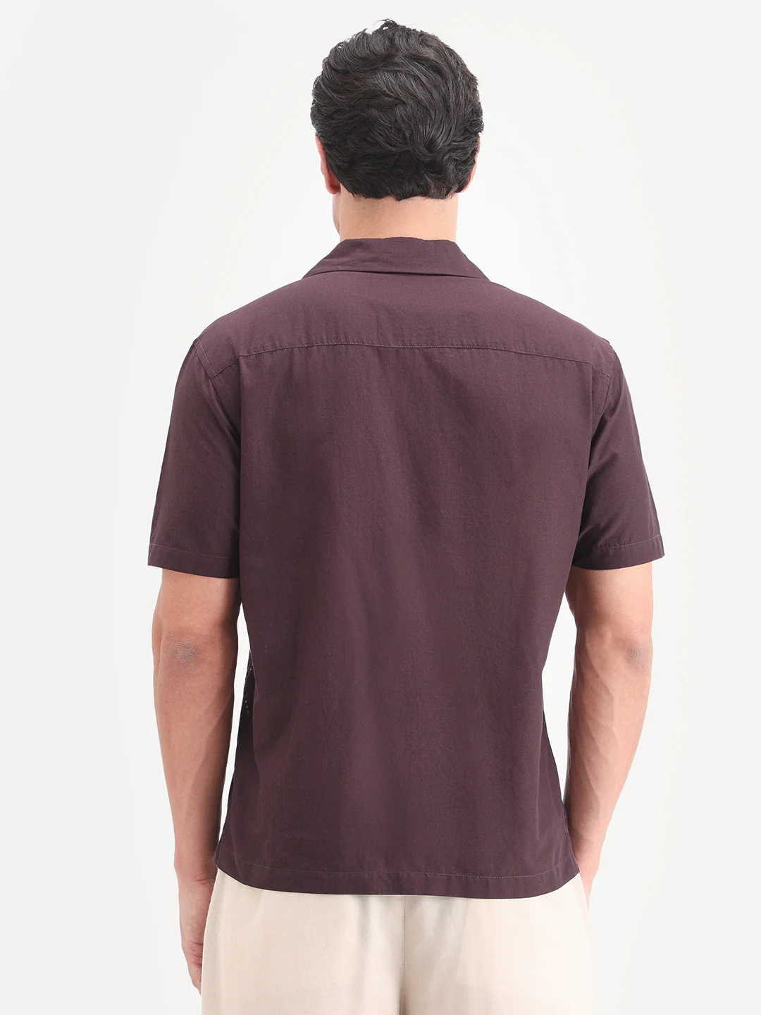 Rare Rabbit Men's Texa Maroon Cotton Fabric Half Sleeve Cuban Collar Relaxed Fit Embroidered Shirt - Image 7