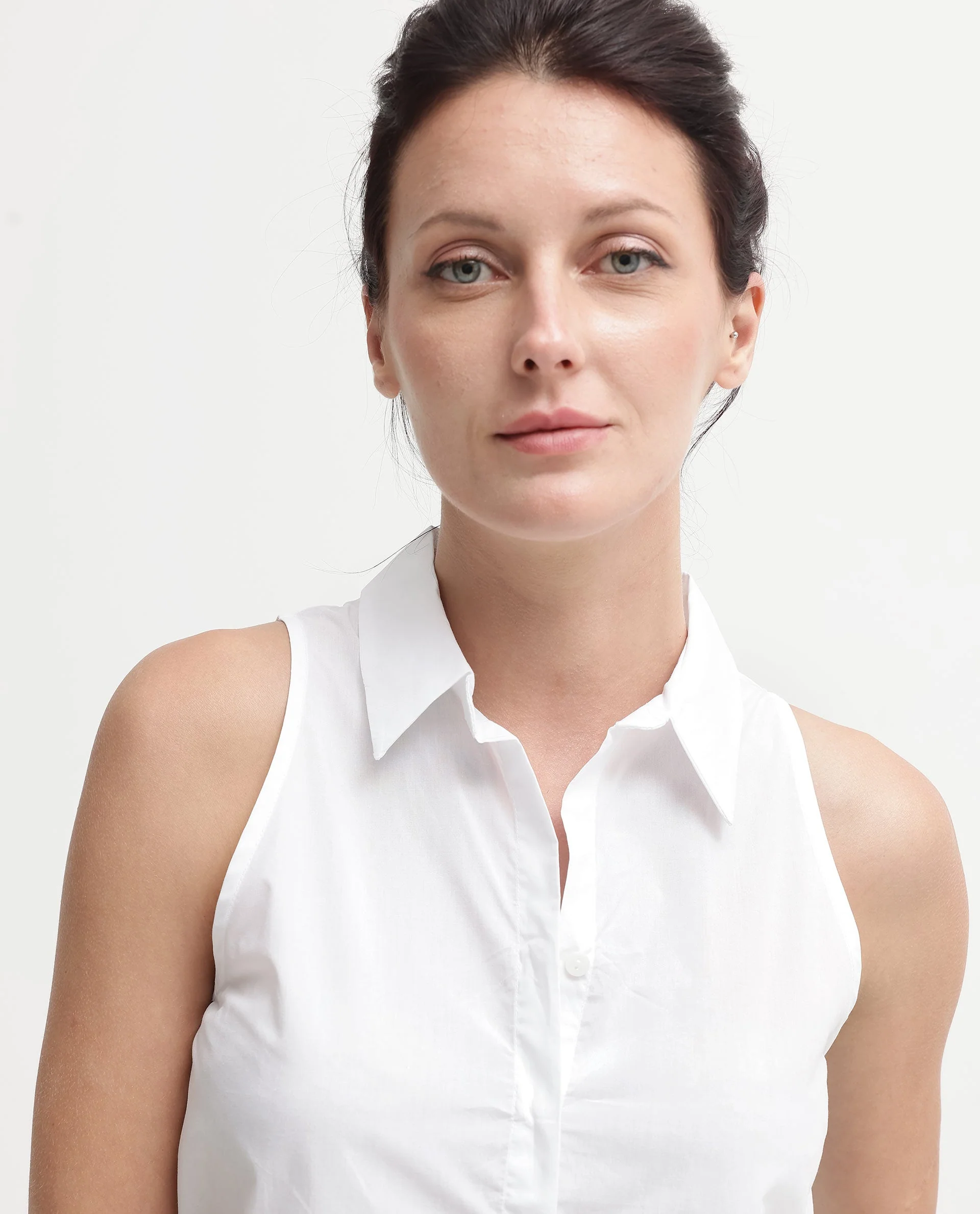 Rareism Women's Thebe White Cotton Drop Collar Plain Sleeveless Relaxed Fit Top - Image 10